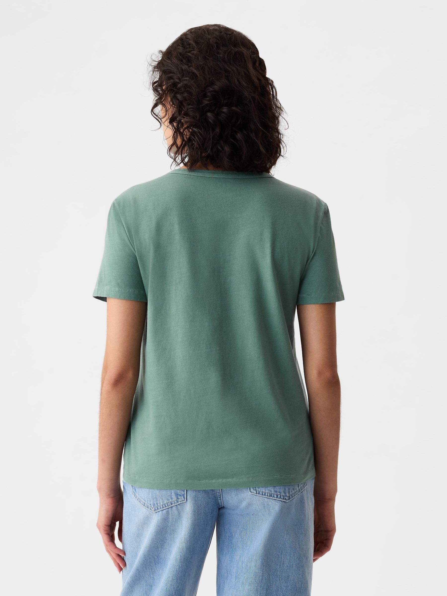 Green Crew Neck Vintage 100% Organic Cotton Short Sleeve T-Shirt - Image 2 of 3
