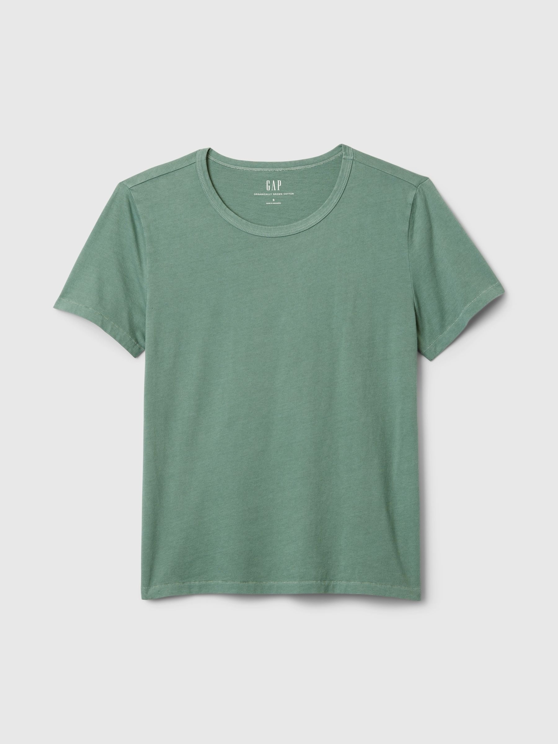 Green Crew Neck Vintage 100% Organic Cotton Short Sleeve T-Shirt - Image 3 of 3