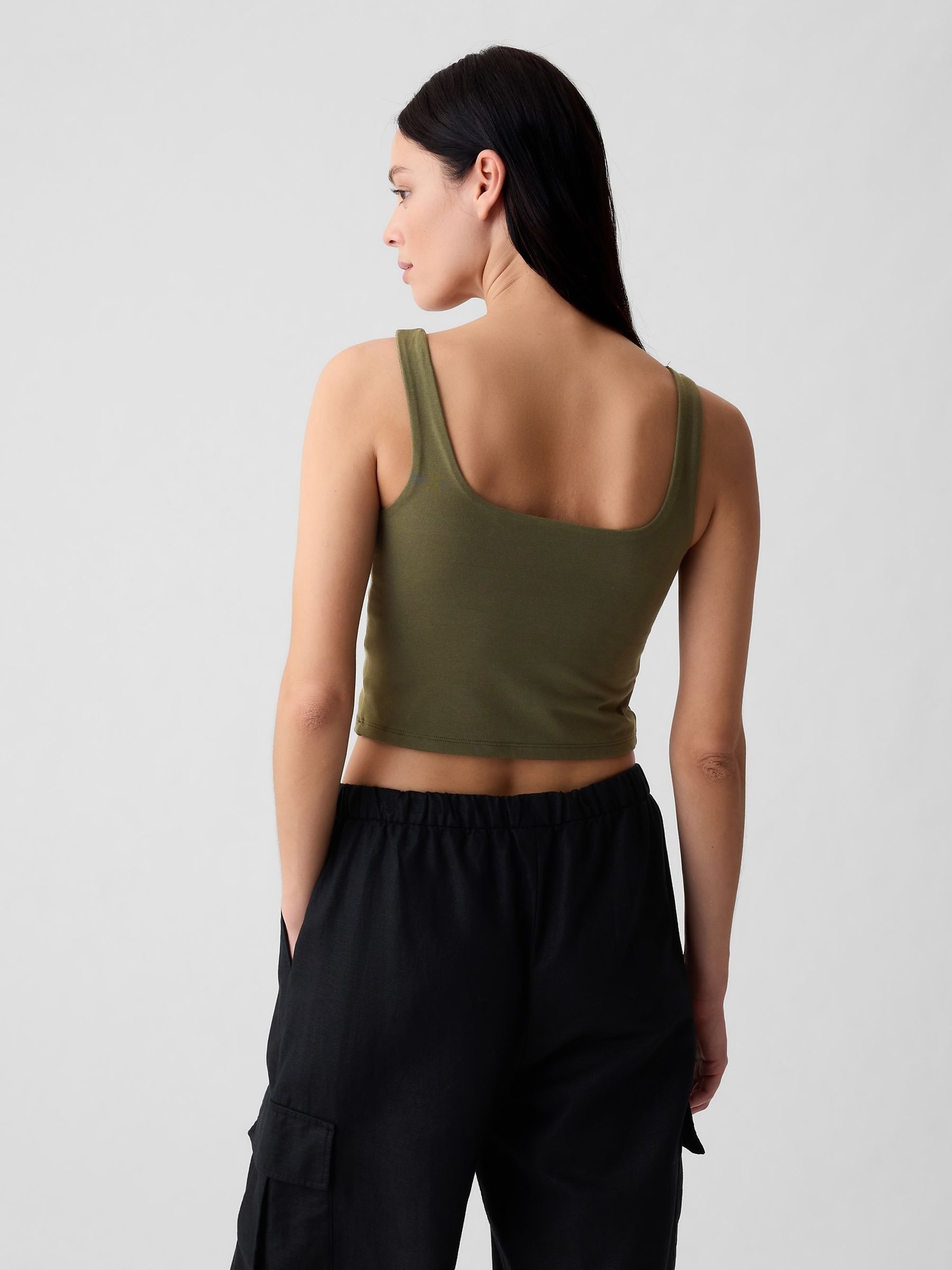 Green Compact Jersey Cropped Vest Top - Image 2 of 4