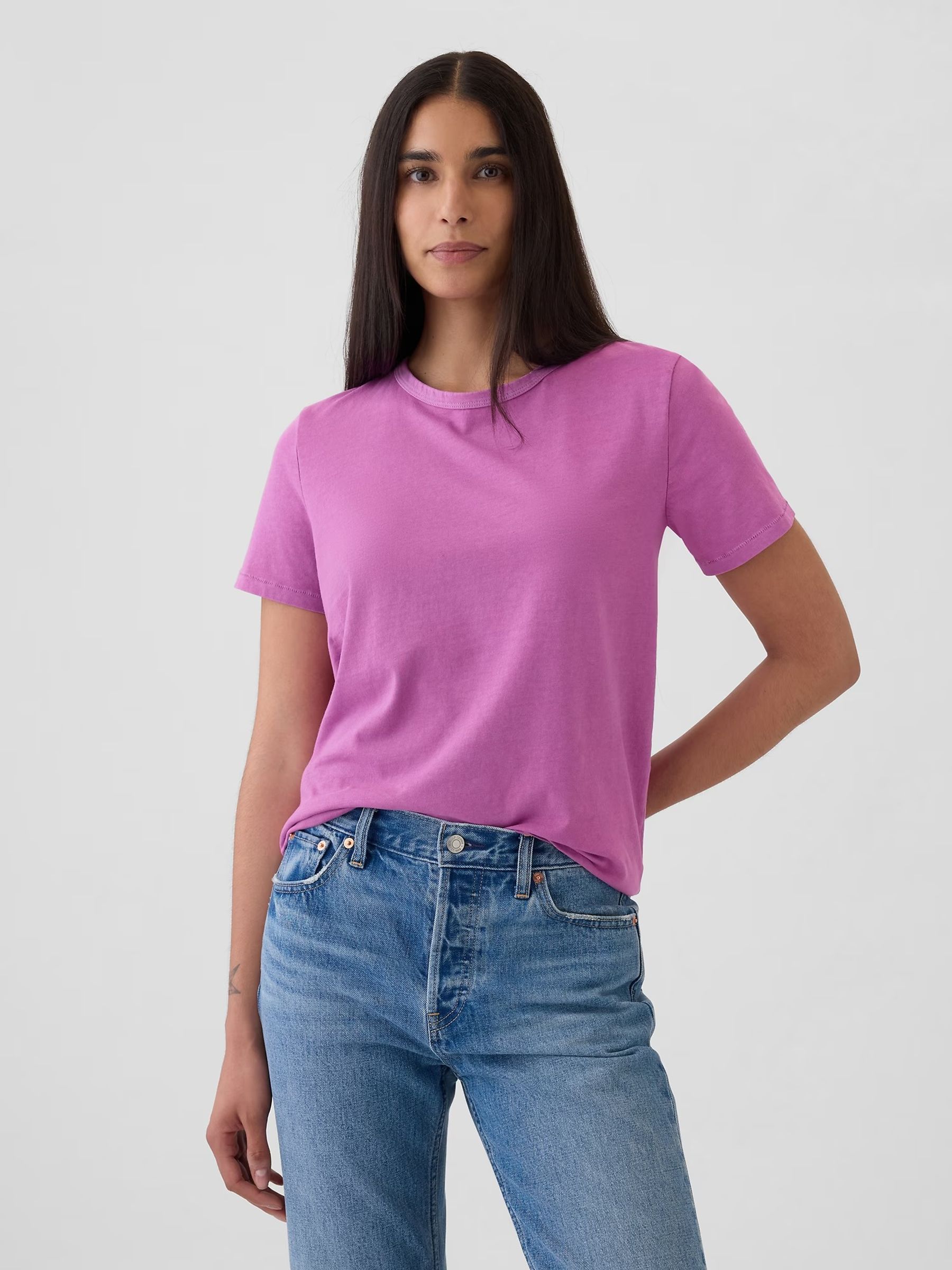 Pink Organic Cotton Vintage Short Sleeve T-Shirt - Image 1 of 4