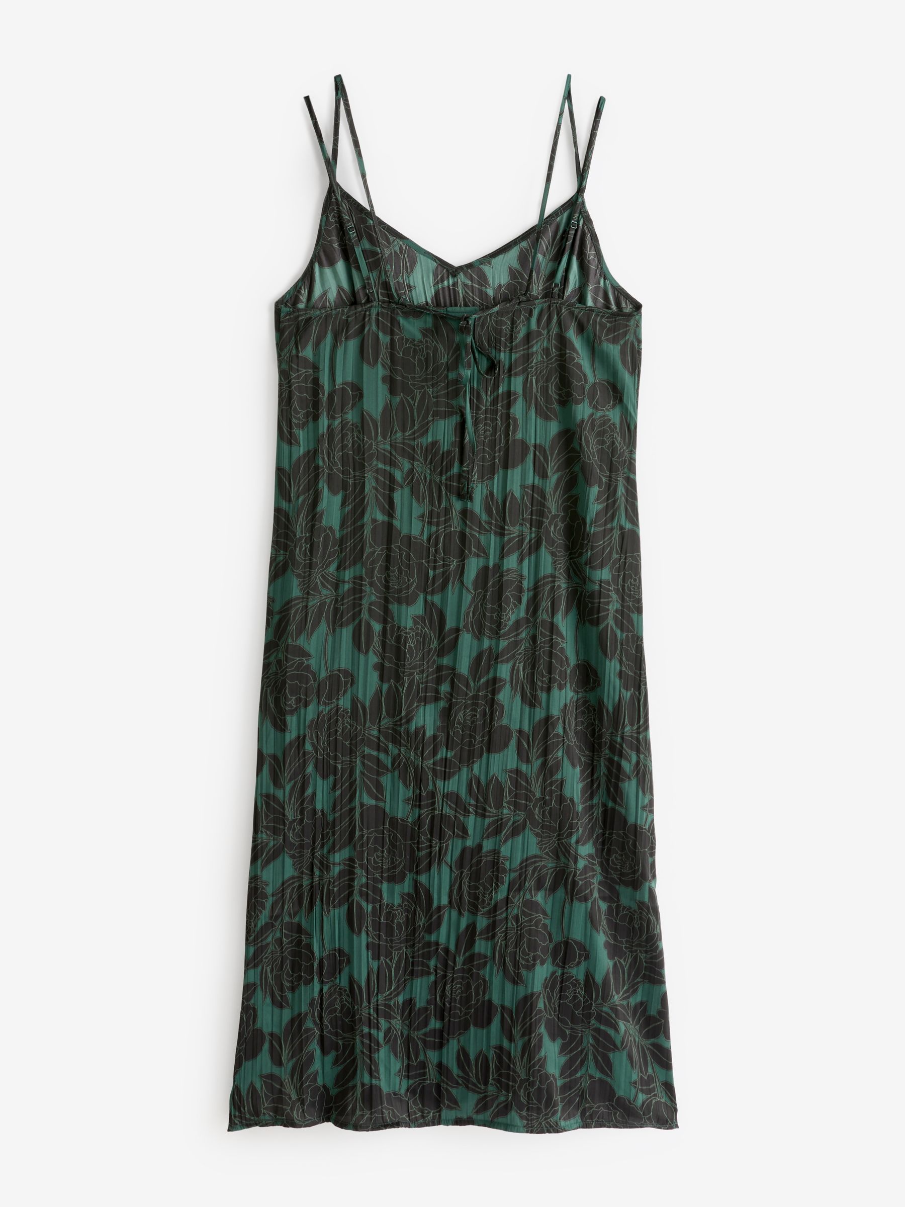 Green Crinkle Sleeveless V Neck Dress - Image 2 of 4