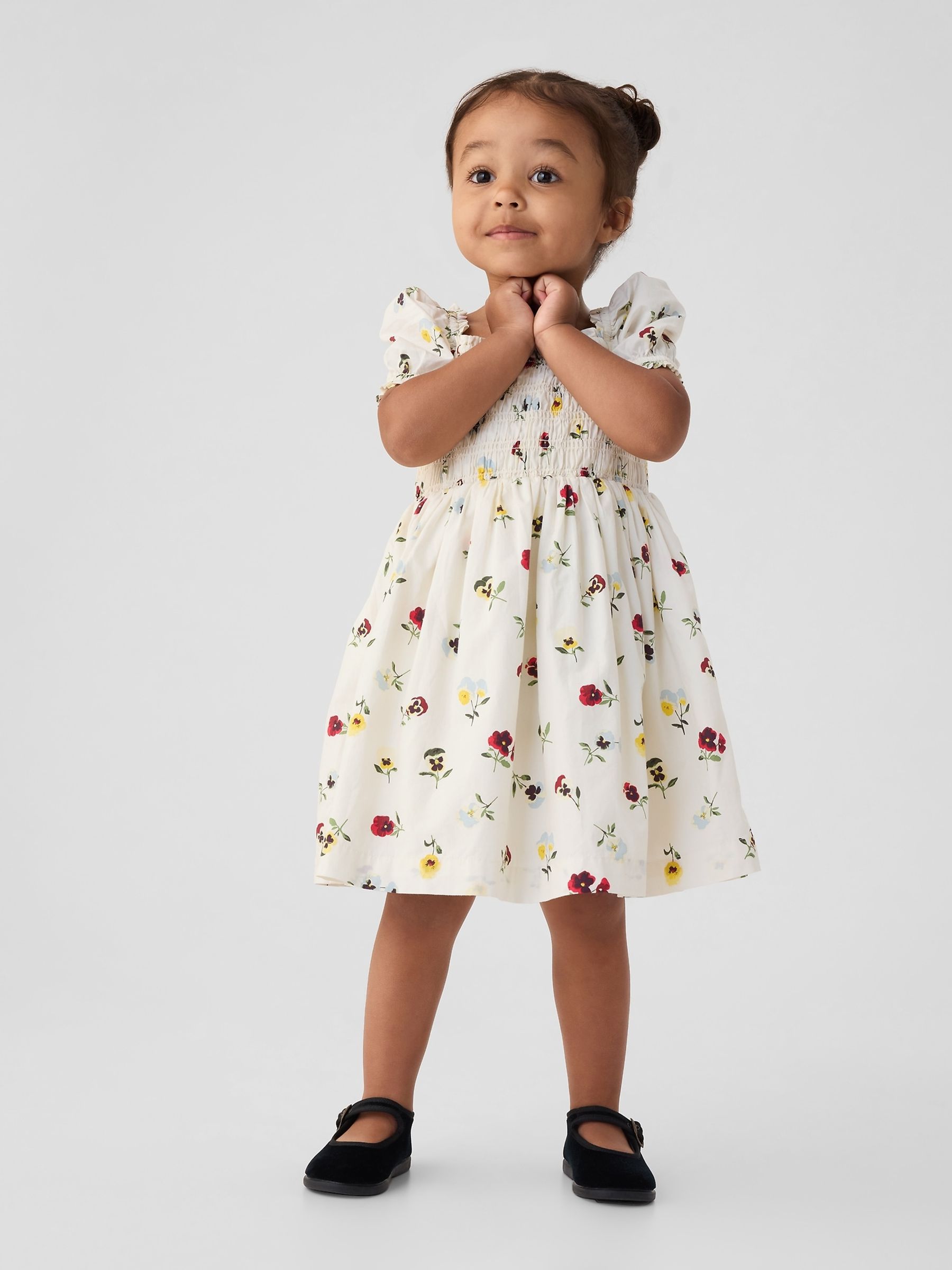 White DÔEN Floral Smocked Dress (6mths-5yrs) - Image 1 of 4