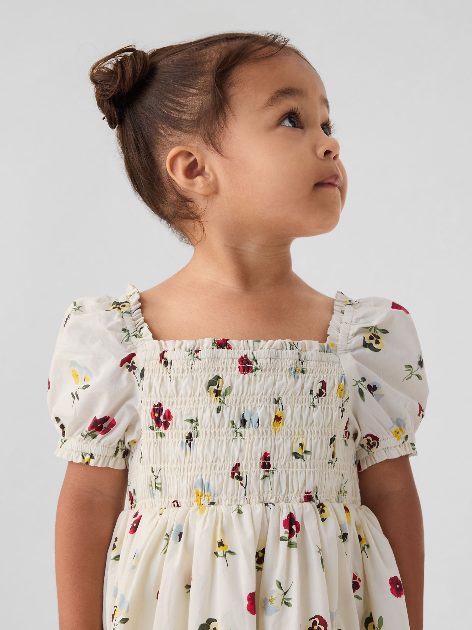 White DÔEN Floral Smocked Dress (6mths-5yrs) - Image 3 of 4
