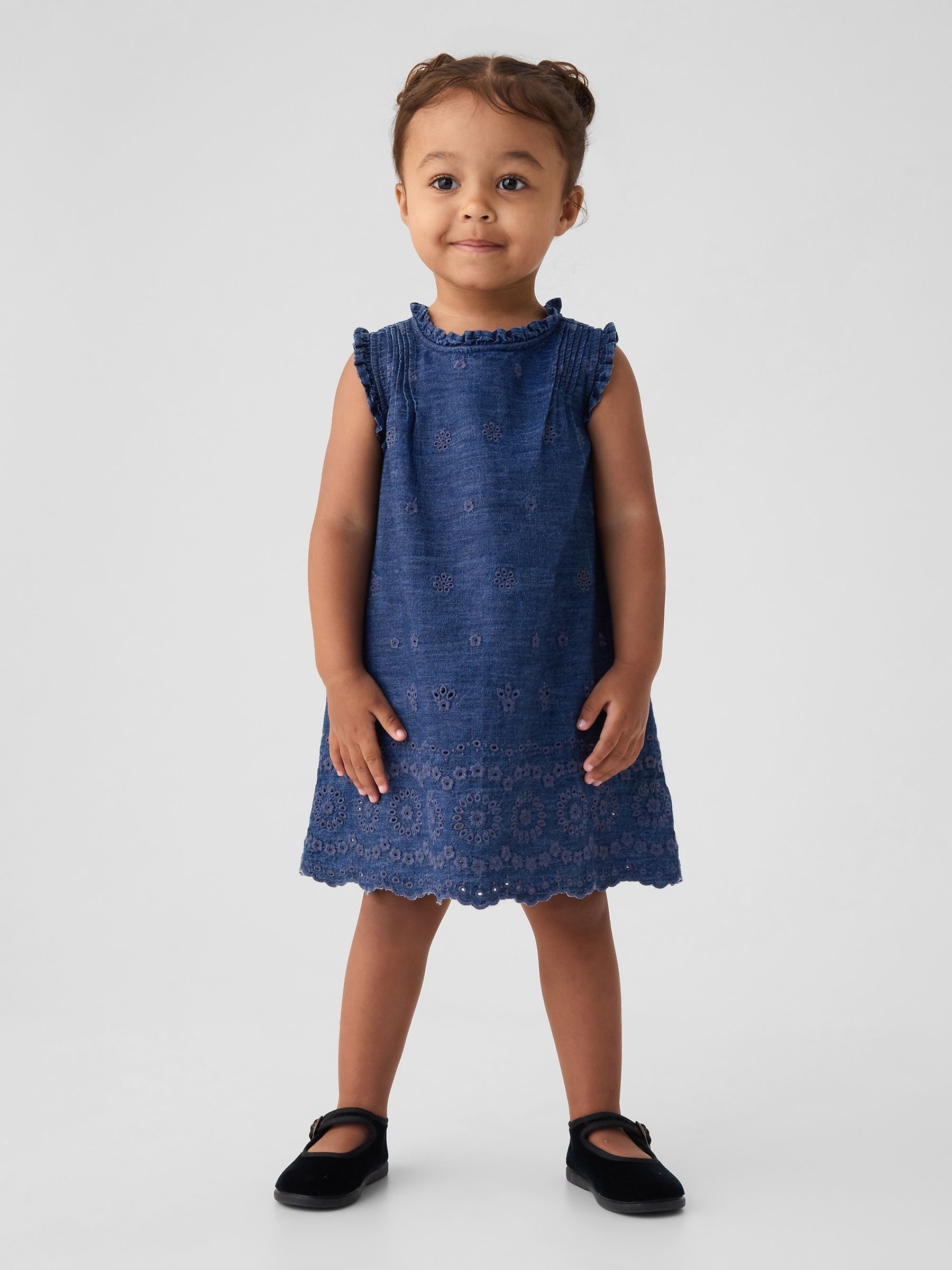 Blue DÔEN Eyelet Denim Dress (6-12 months) - Image 1 of 4