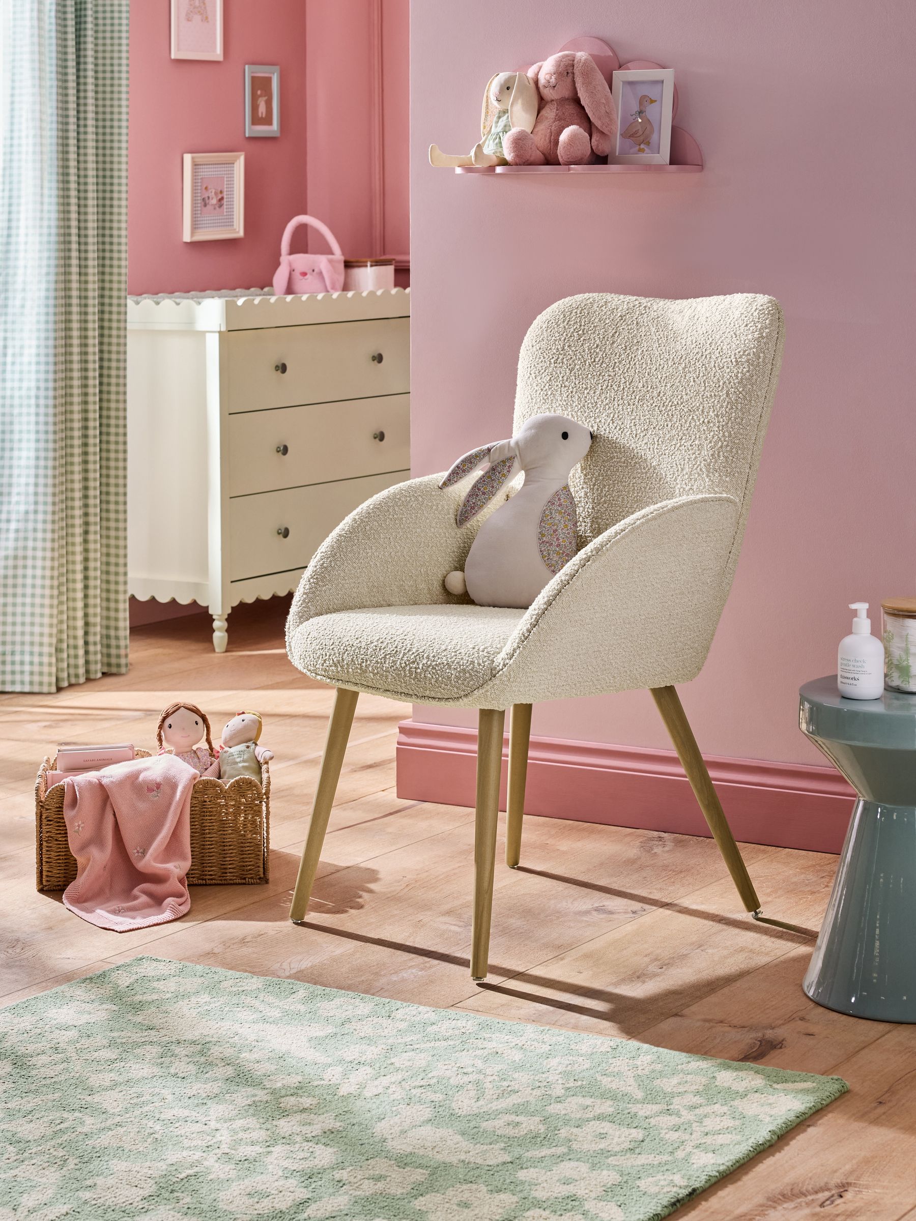 Snow White Boucle Nursing Accent Chair with Interchangable Rocking Legs - Image 1 of 10