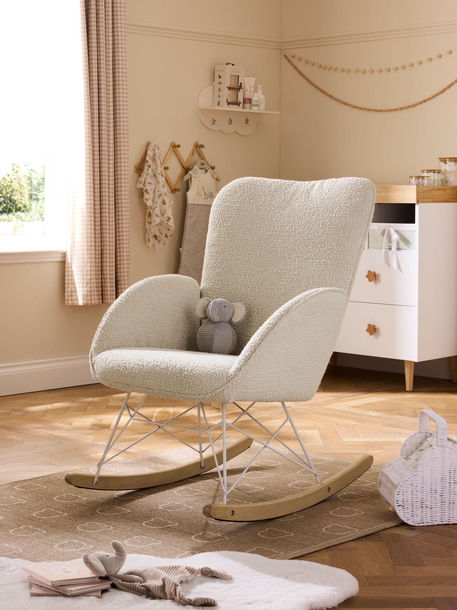 Snow White Boucle Nursing Accent Chair with Interchangable Rocking Legs - Image 2 of 10