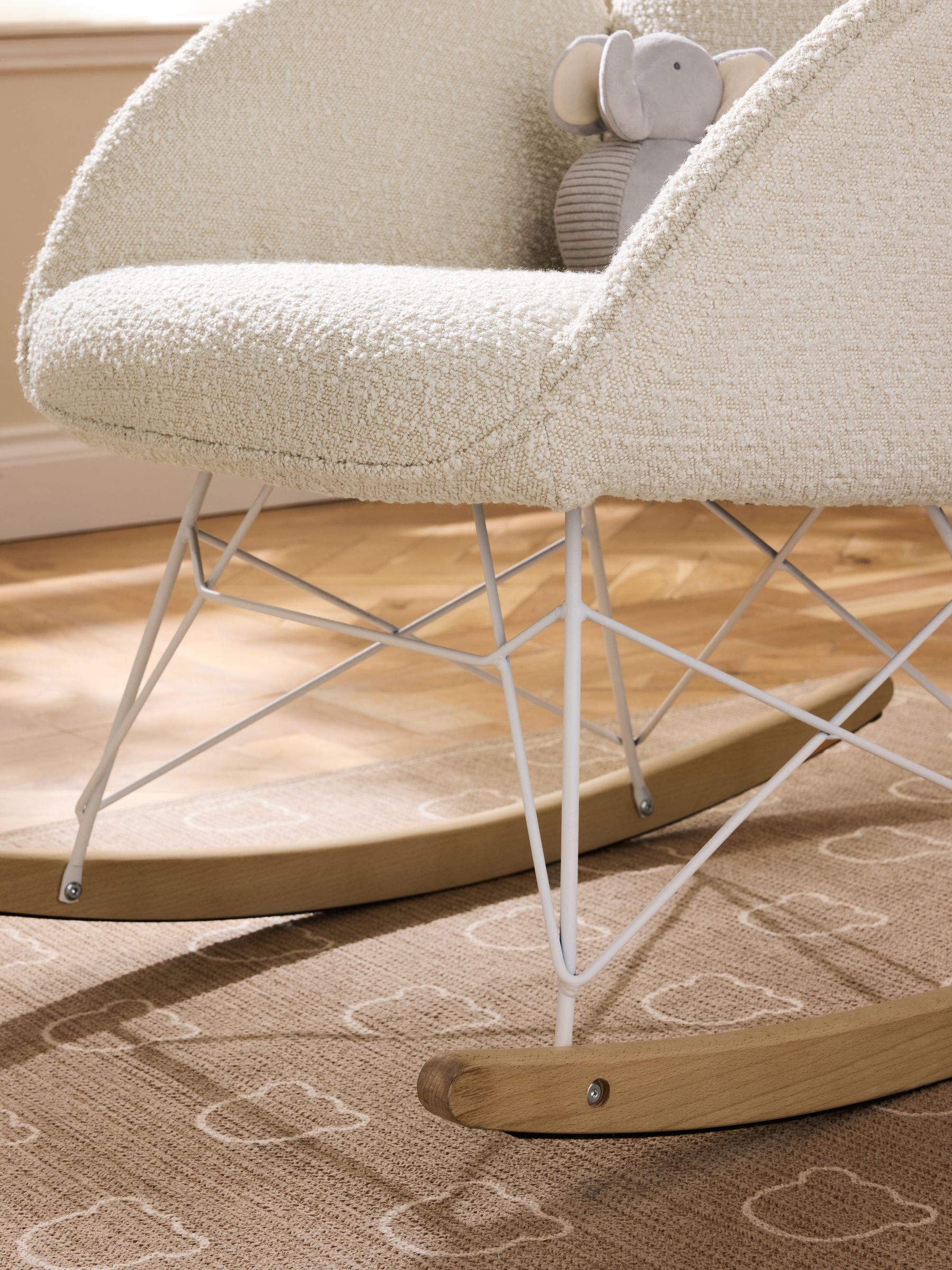 Snow White Boucle Nursing Accent Chair with Interchangable Rocking Legs - Image 3 of 10