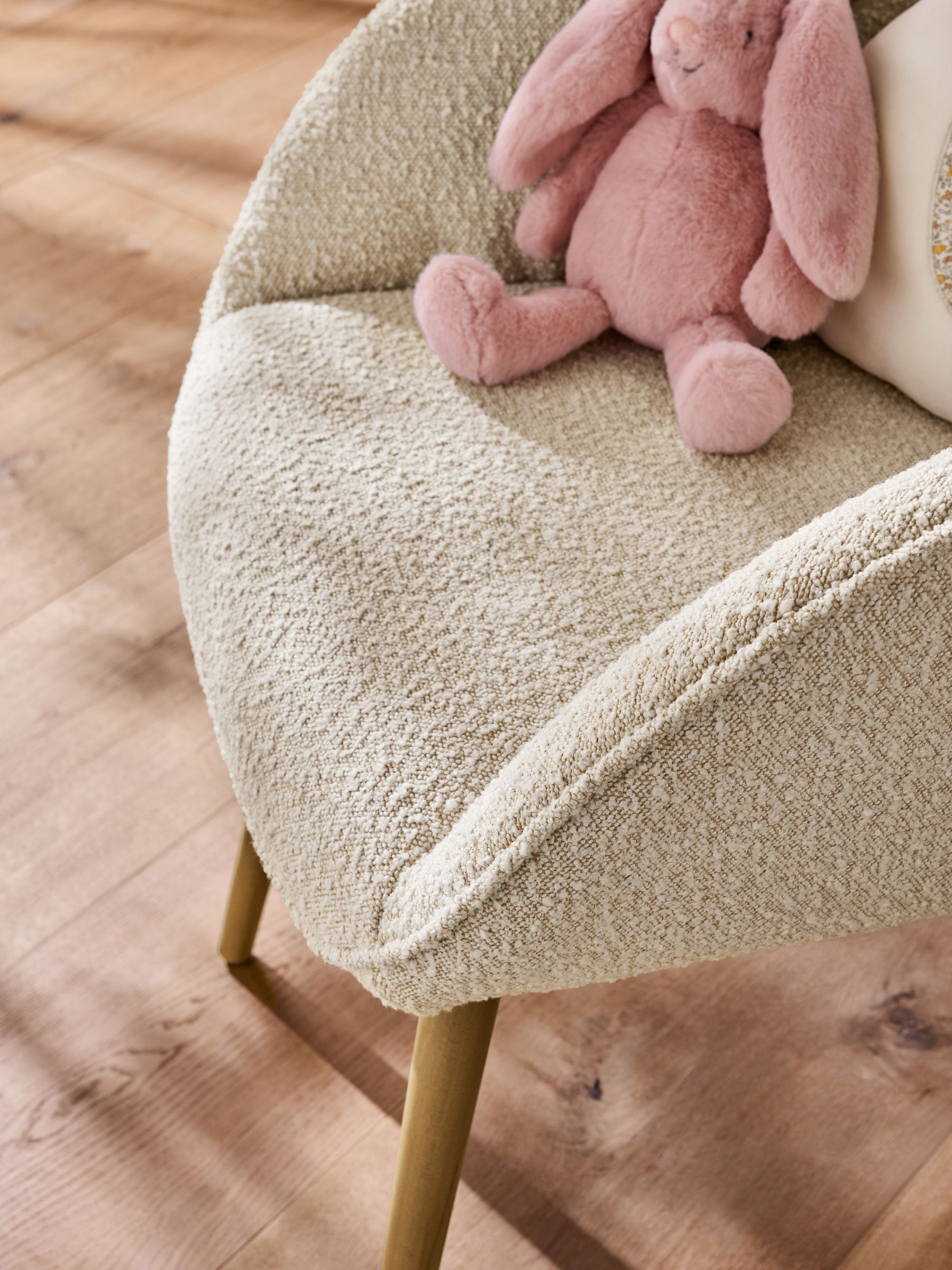 Snow White Boucle Nursing Accent Chair with Interchangable Rocking Legs - Image 4 of 10