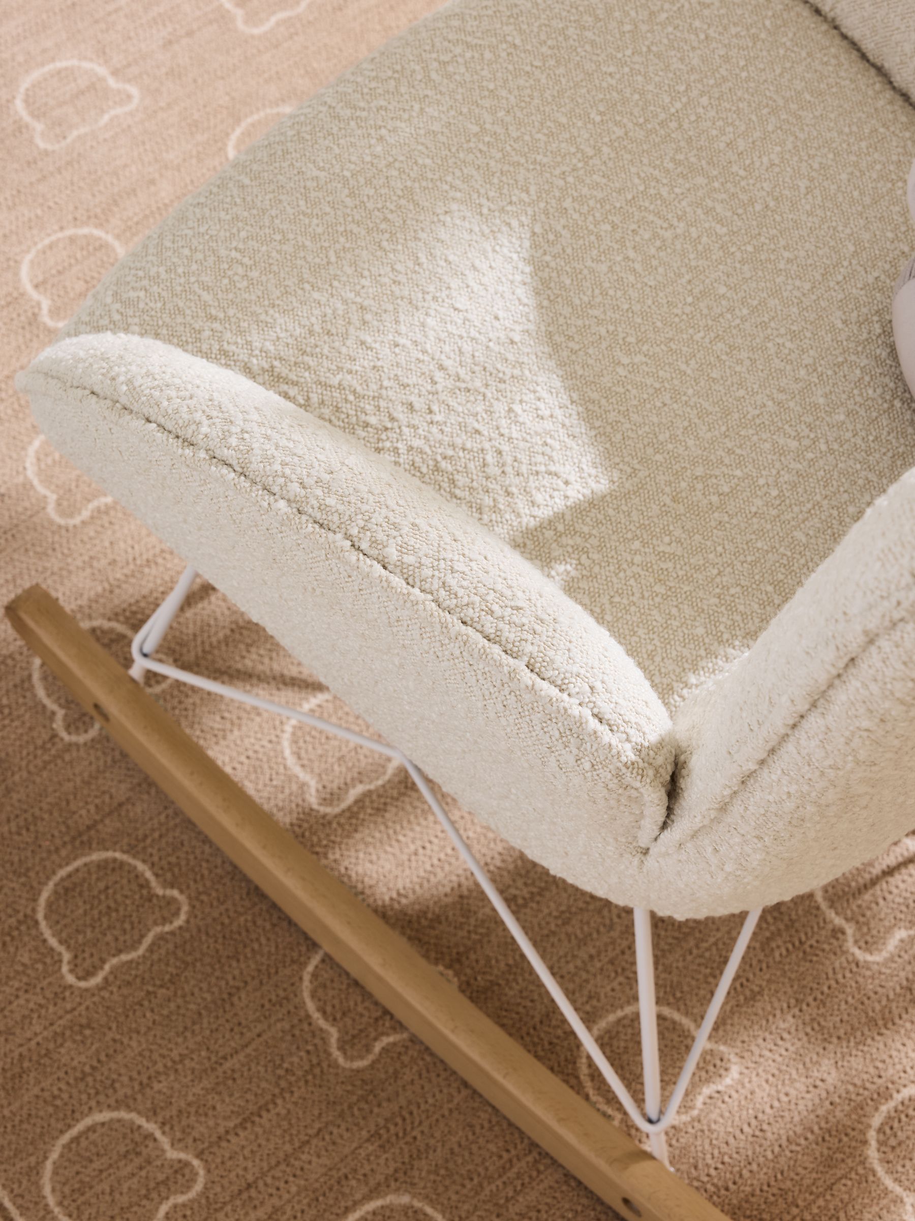 Snow White Boucle Nursing Accent Chair with Interchangable Rocking Legs - Image 5 of 10