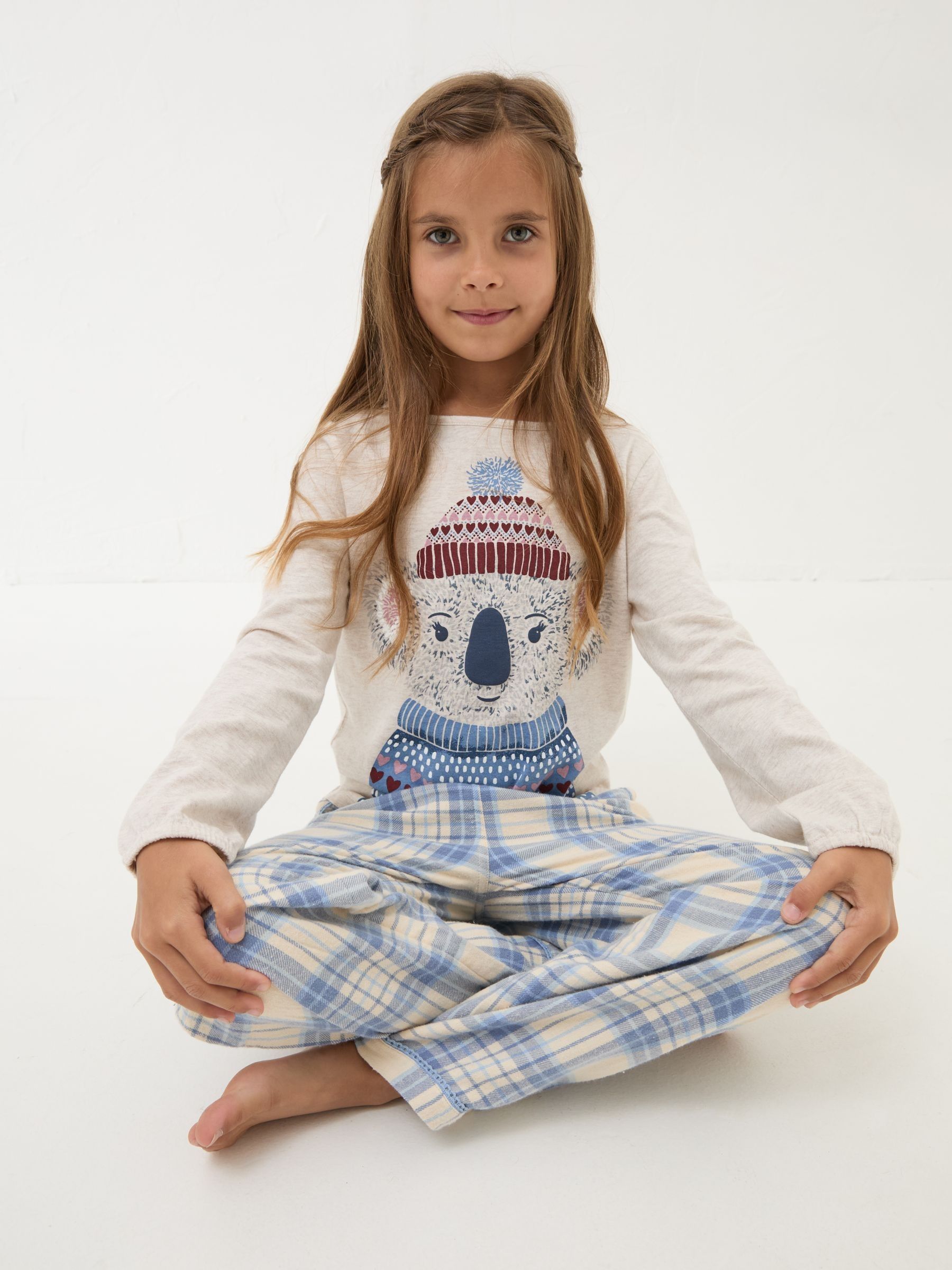 Light Blue Koala Check 100% Cotton Pyjama Set - Image 5 of 6