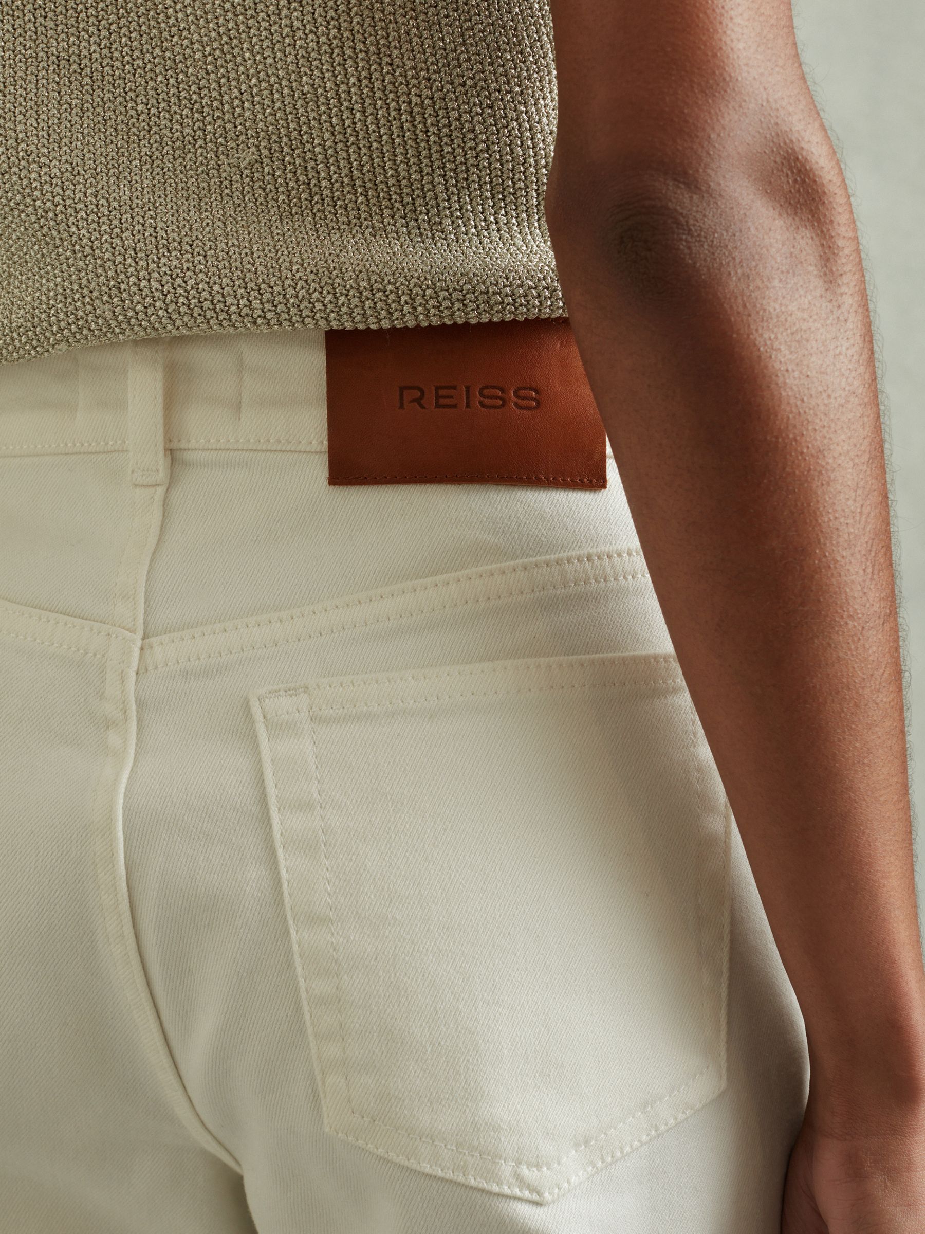 Petite Flared Front Seam Jeans in Ecru - image 4