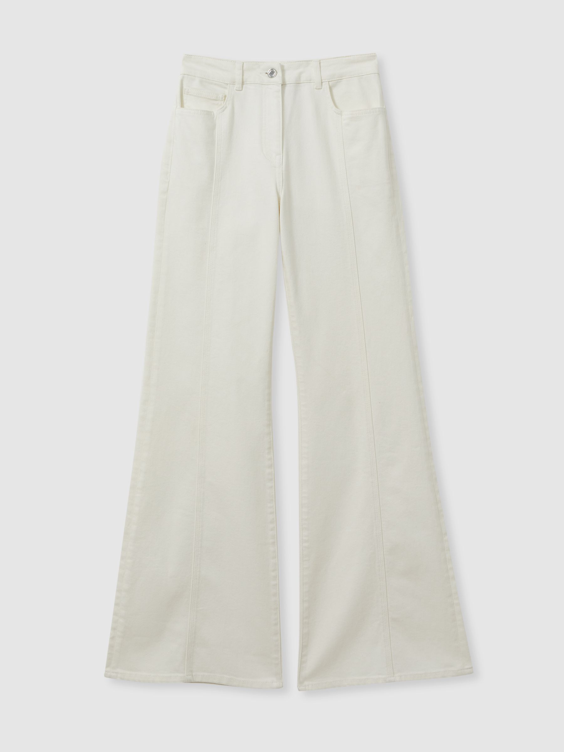 Flared Front Seam Jeans in Ecru - Image 2 of 5