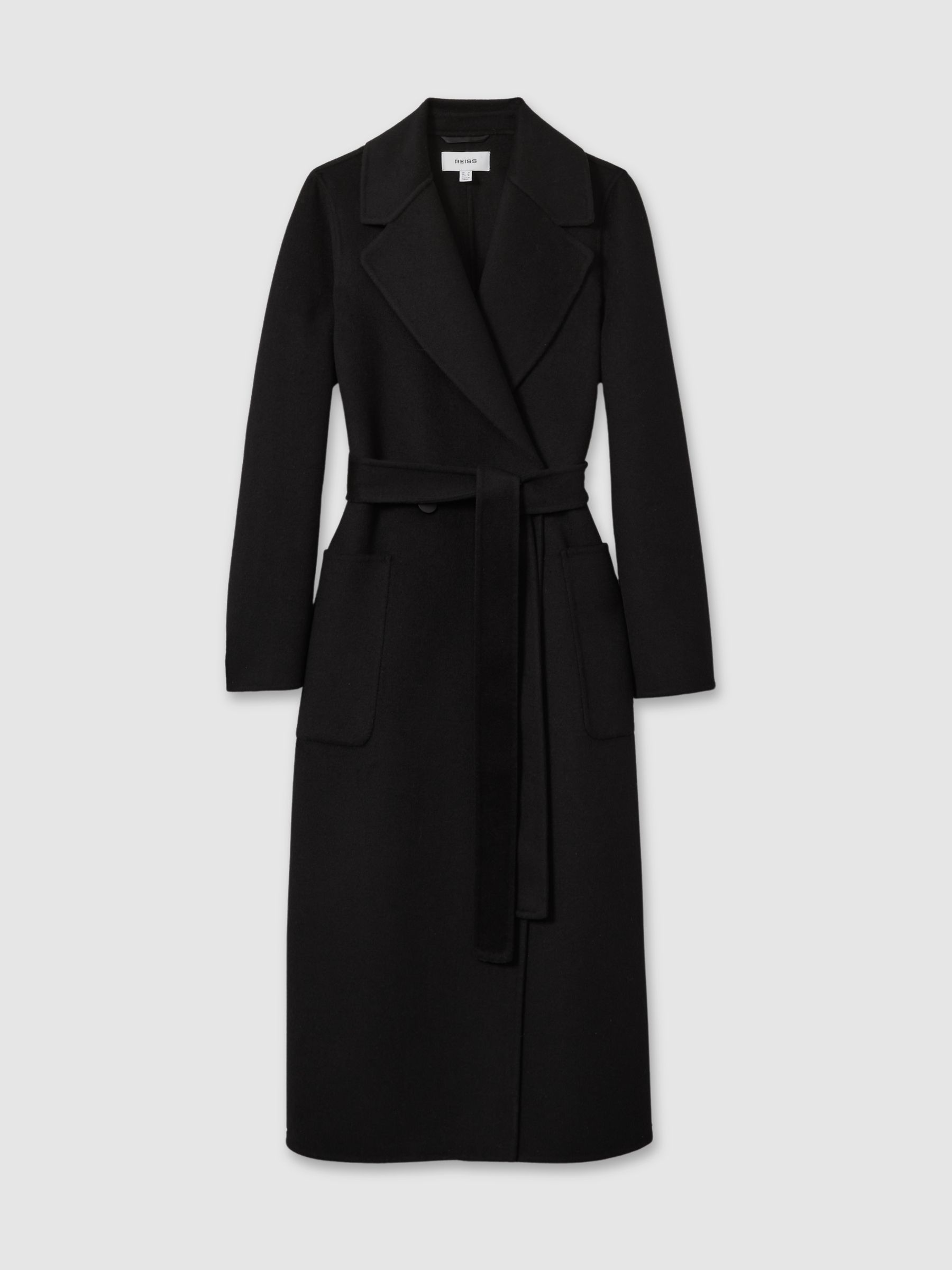 Wool Blend Double Breasted Blindseam Coat in Black - Image 2 of 6