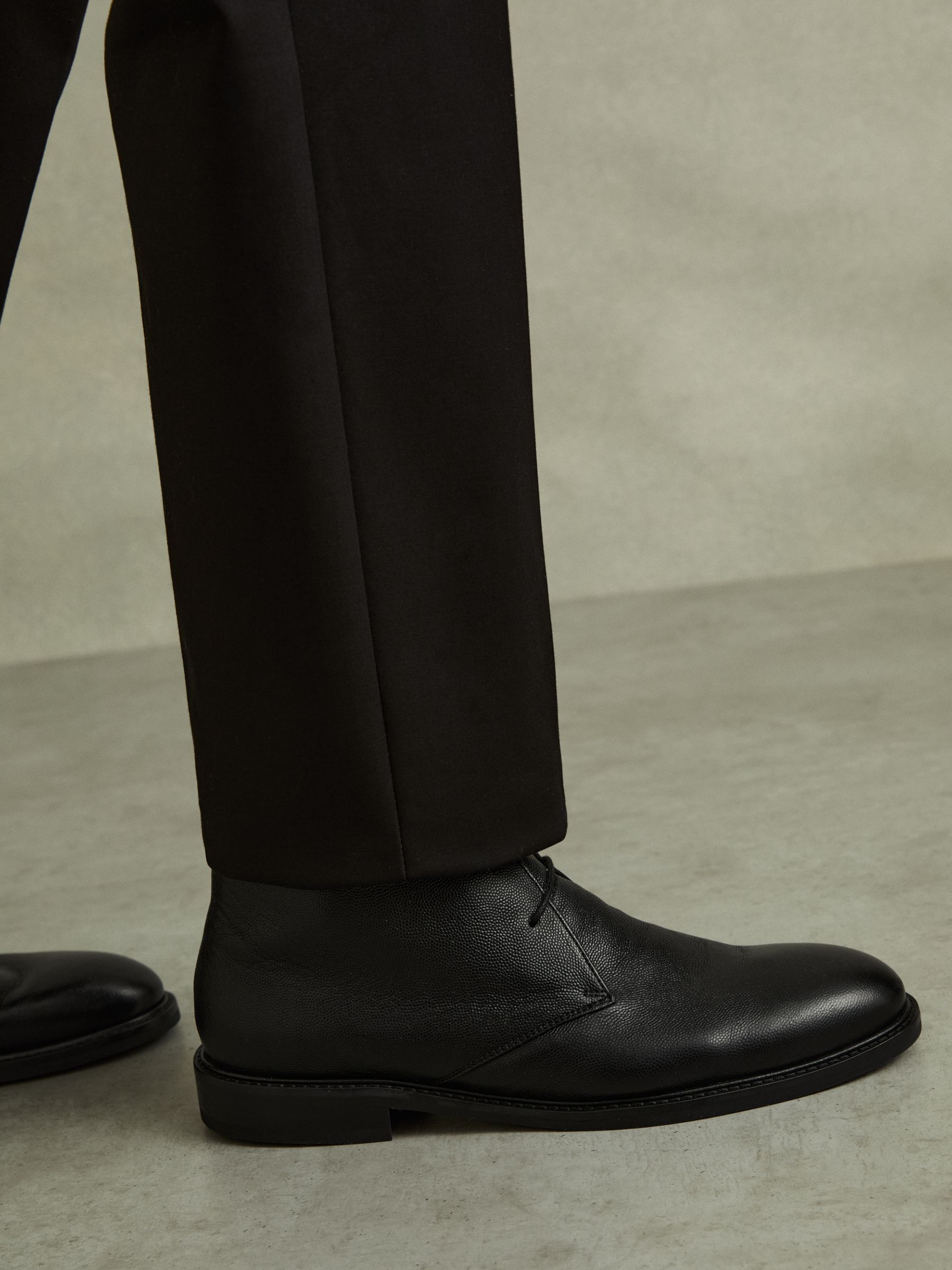 Cooper Black Grained Leather Chukka Boots - Image 2 of 6