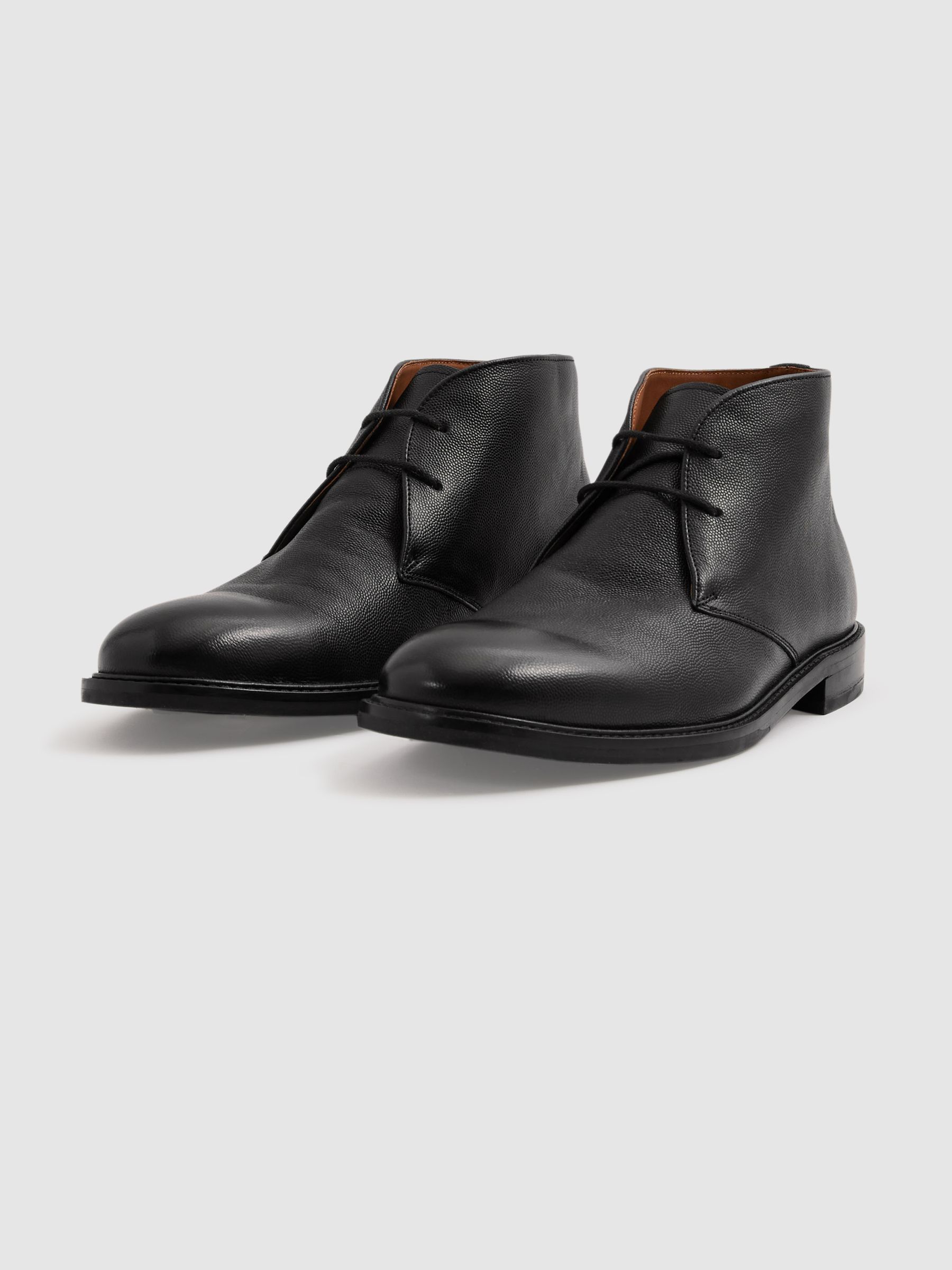 Cooper Black Grained Leather Chukka Boots - Image 3 of 6
