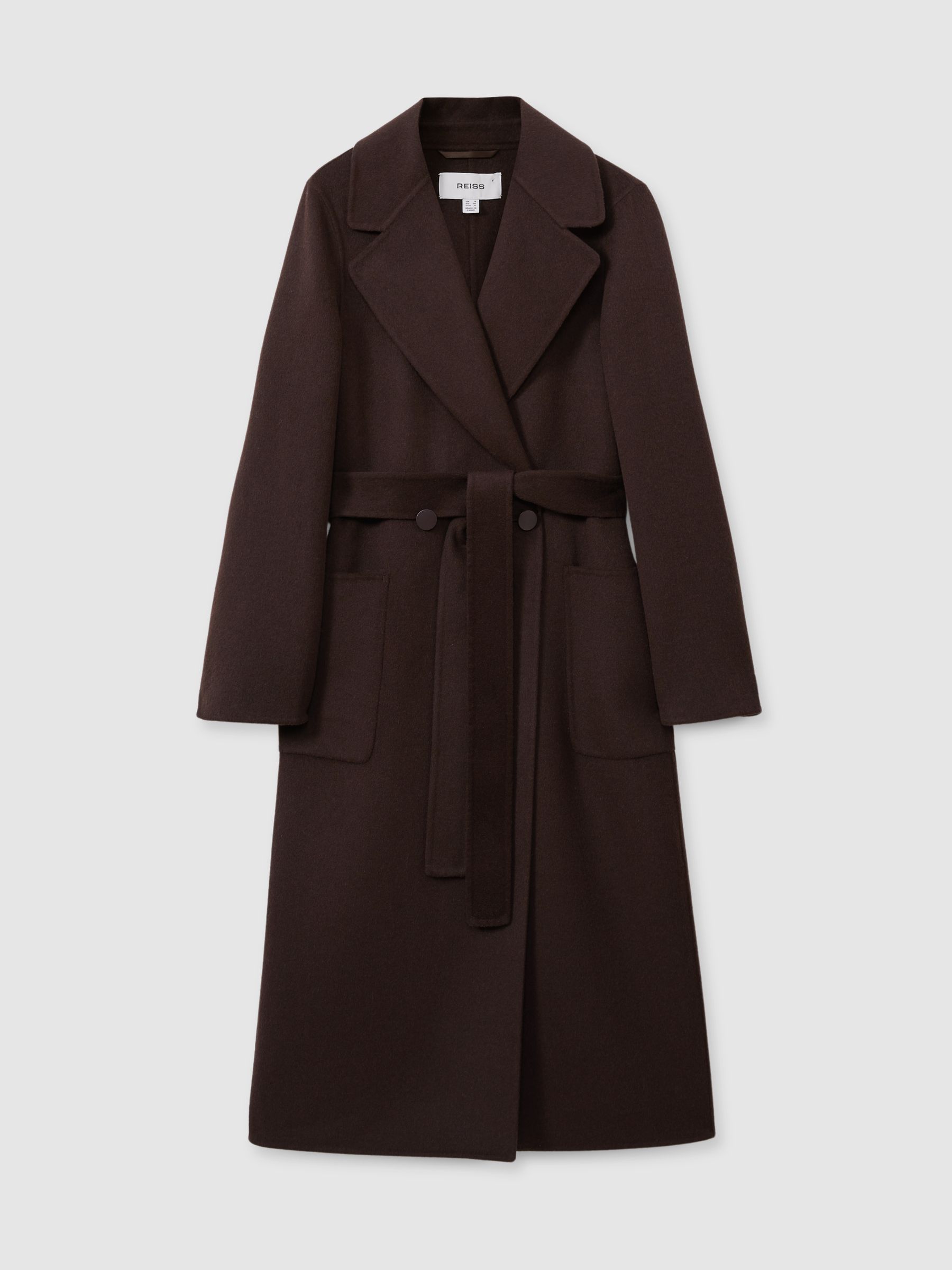 Wool Blend Double Breasted Blindseam Coat in Chocolate - Image 2 of 6