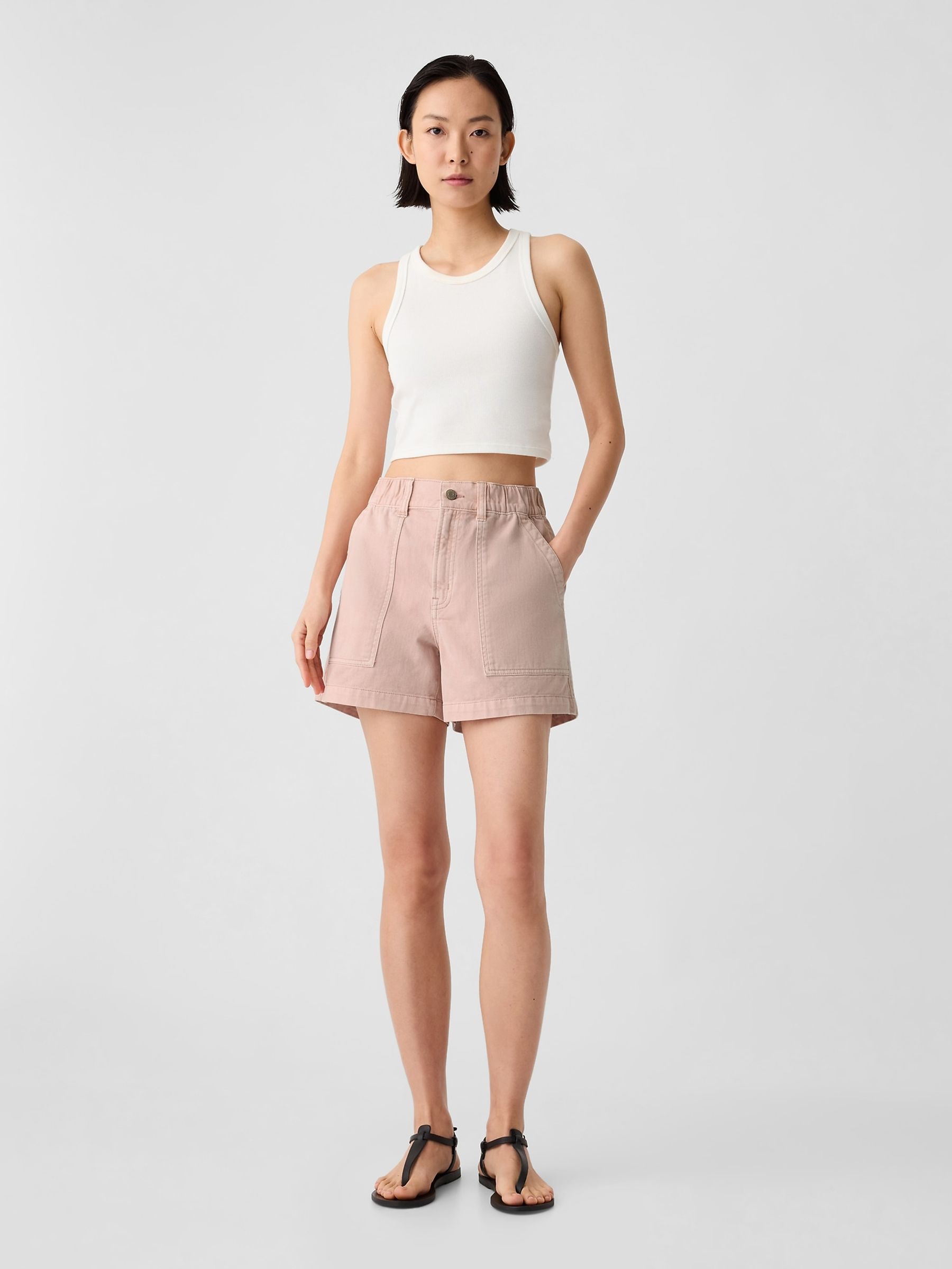 Pink High Waisted Utility Shorts - Image 3 of 5