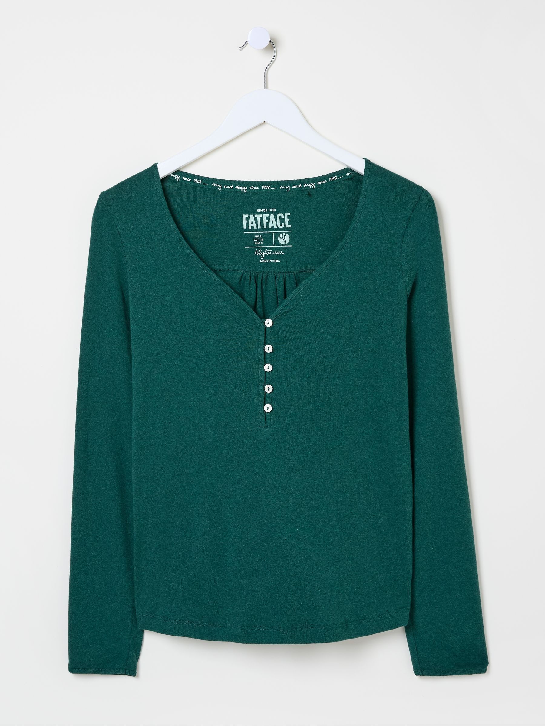 Lila Dark Teal Henley Pyjama Top - Image 5 of 5