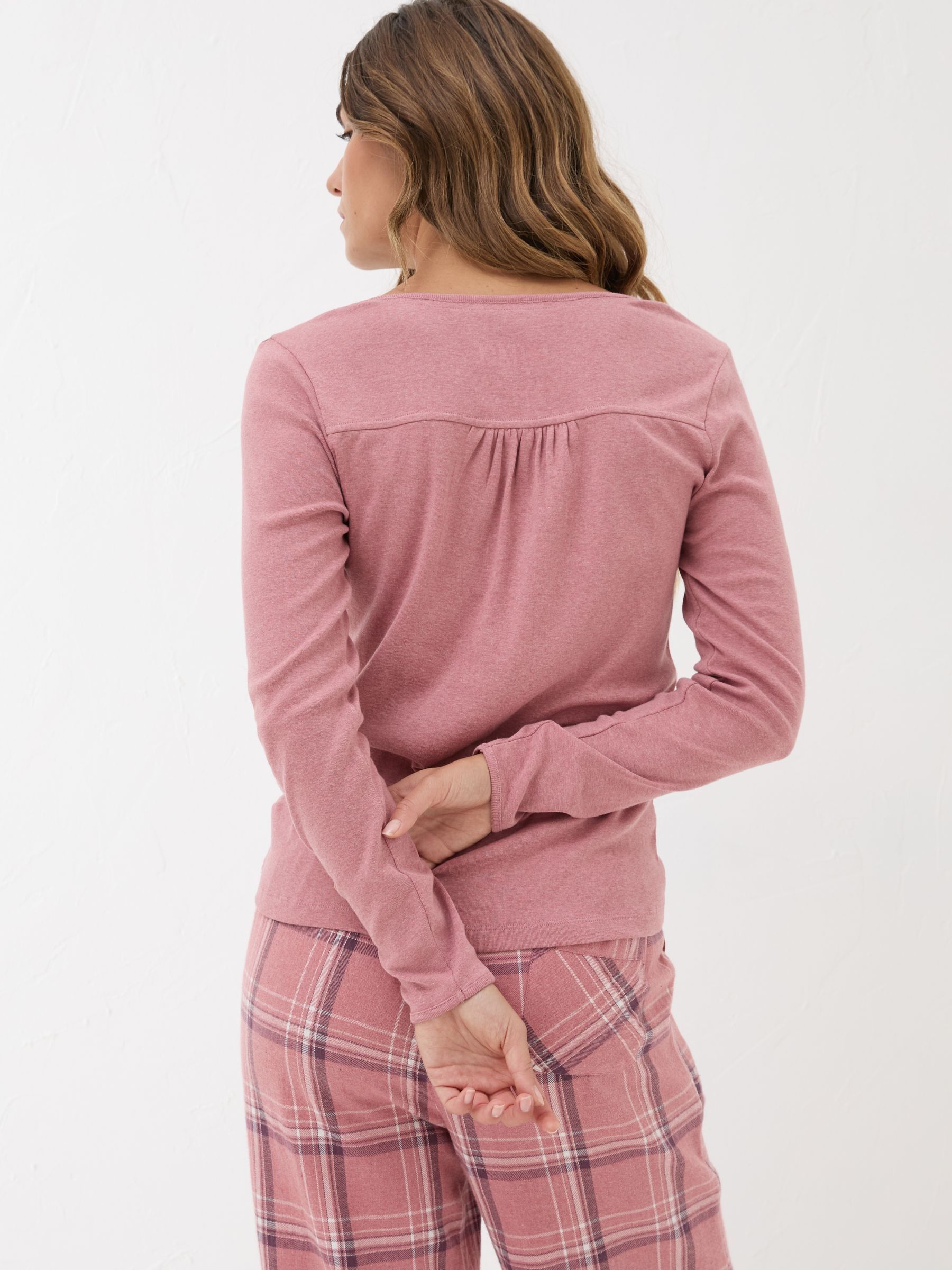 Lila Mid Pink Henley Pyjama Top - Image 2 of 5
