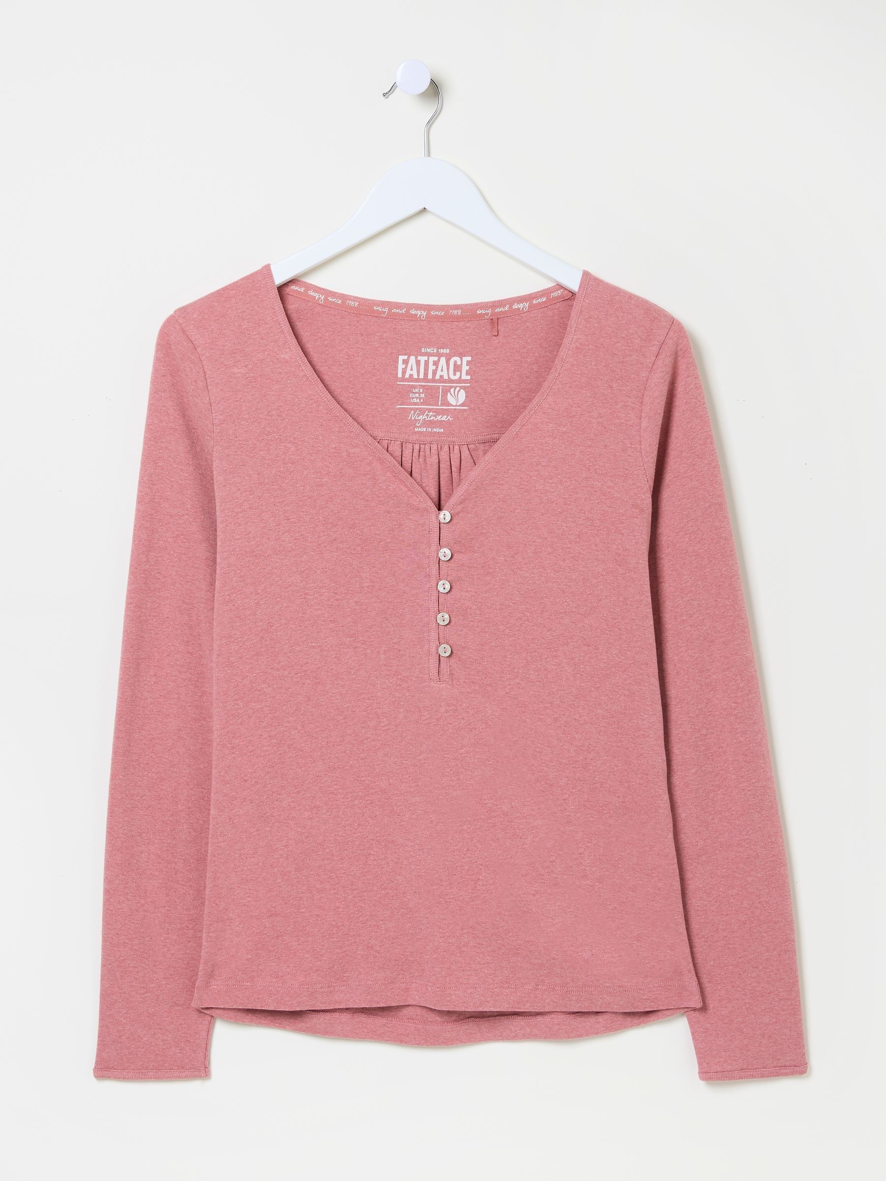 Lila Mid Pink Henley Pyjama Top - Image 5 of 5