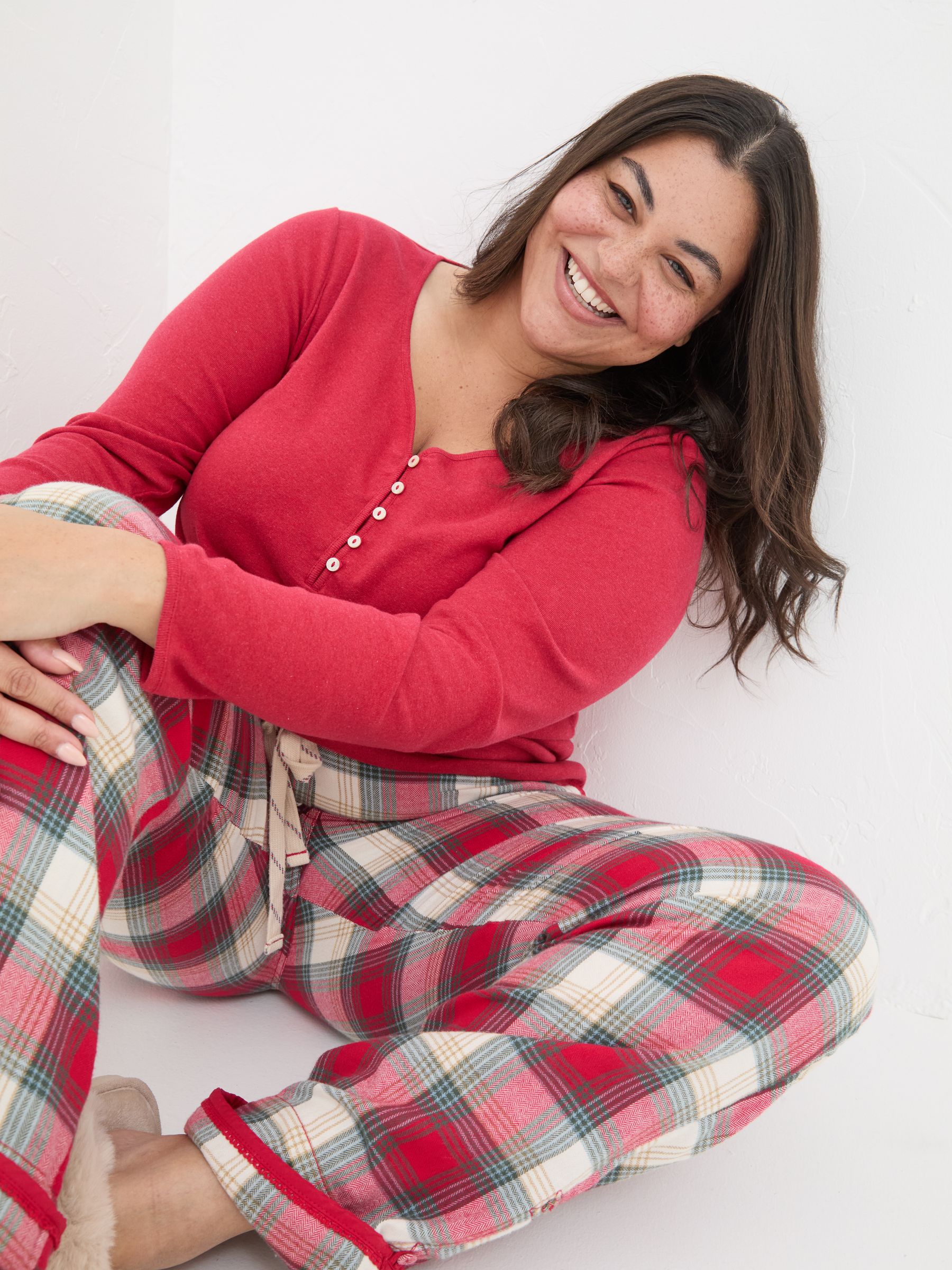 Lila Red Henley Pyjama Top - Image 4 of 8