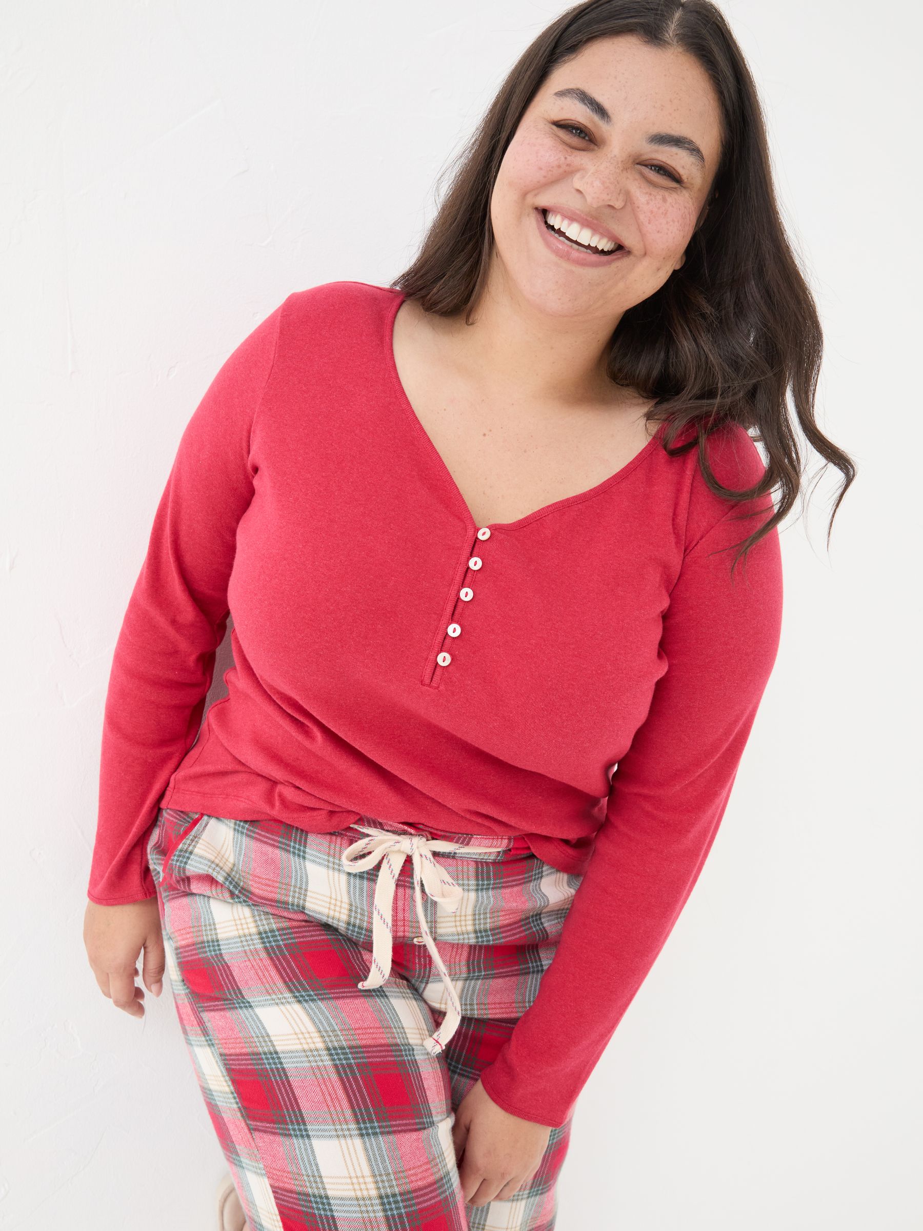 Lila Red Henley Pyjama Top - Image 5 of 8