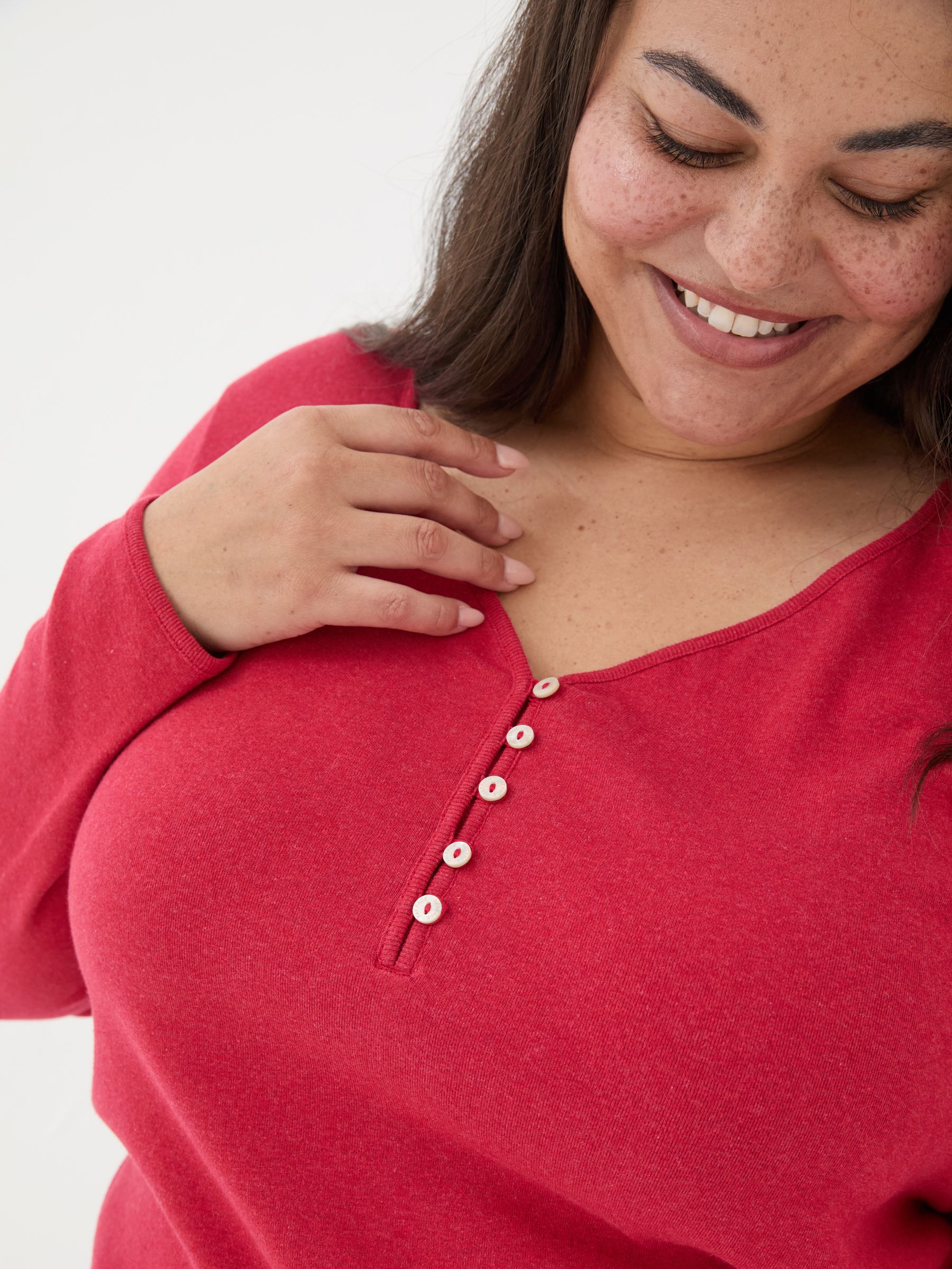 Lila Red Henley Pyjama Top - Image 7 of 8