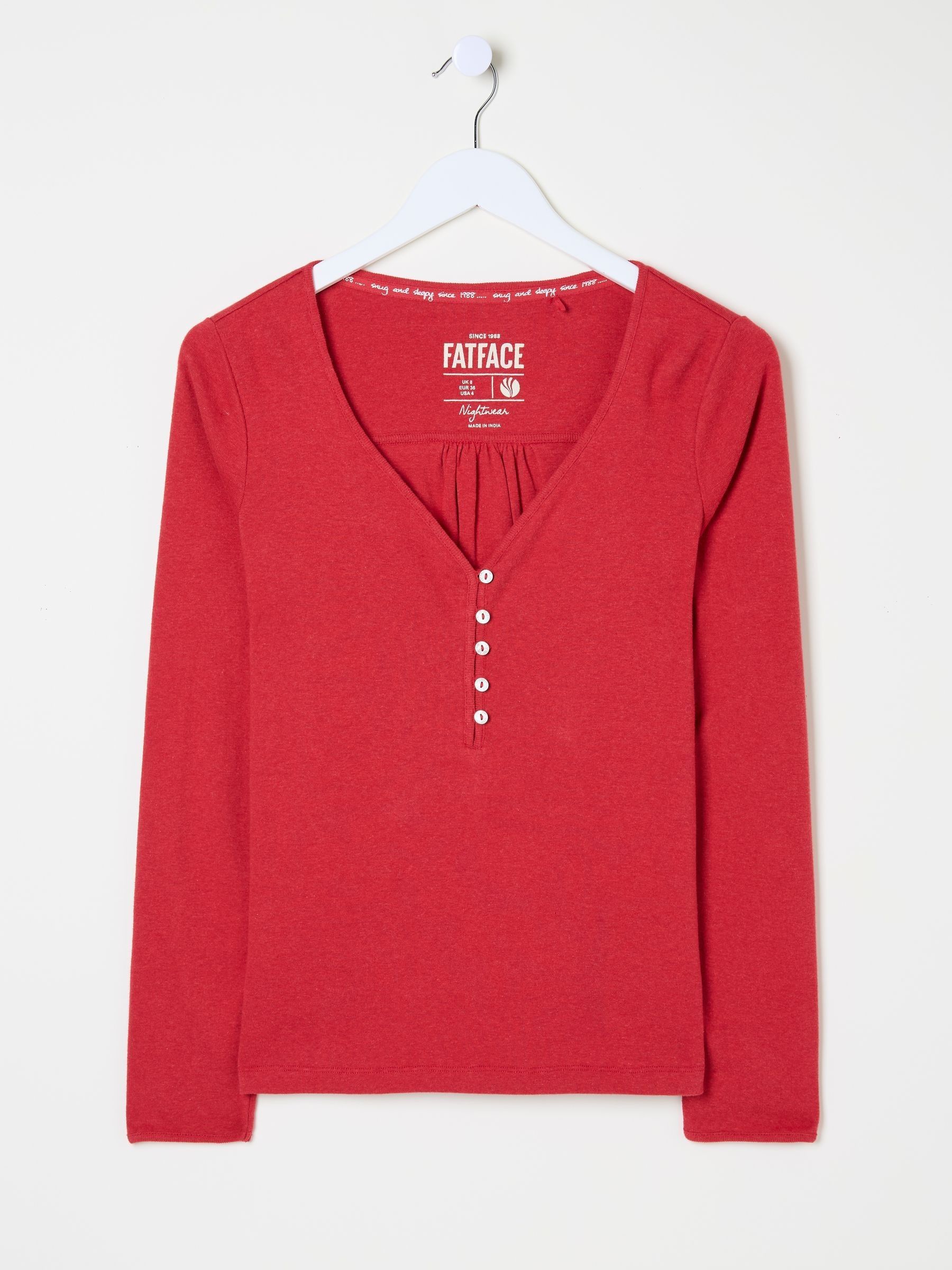 Lila Red Henley Pyjama Top - Image 8 of 8