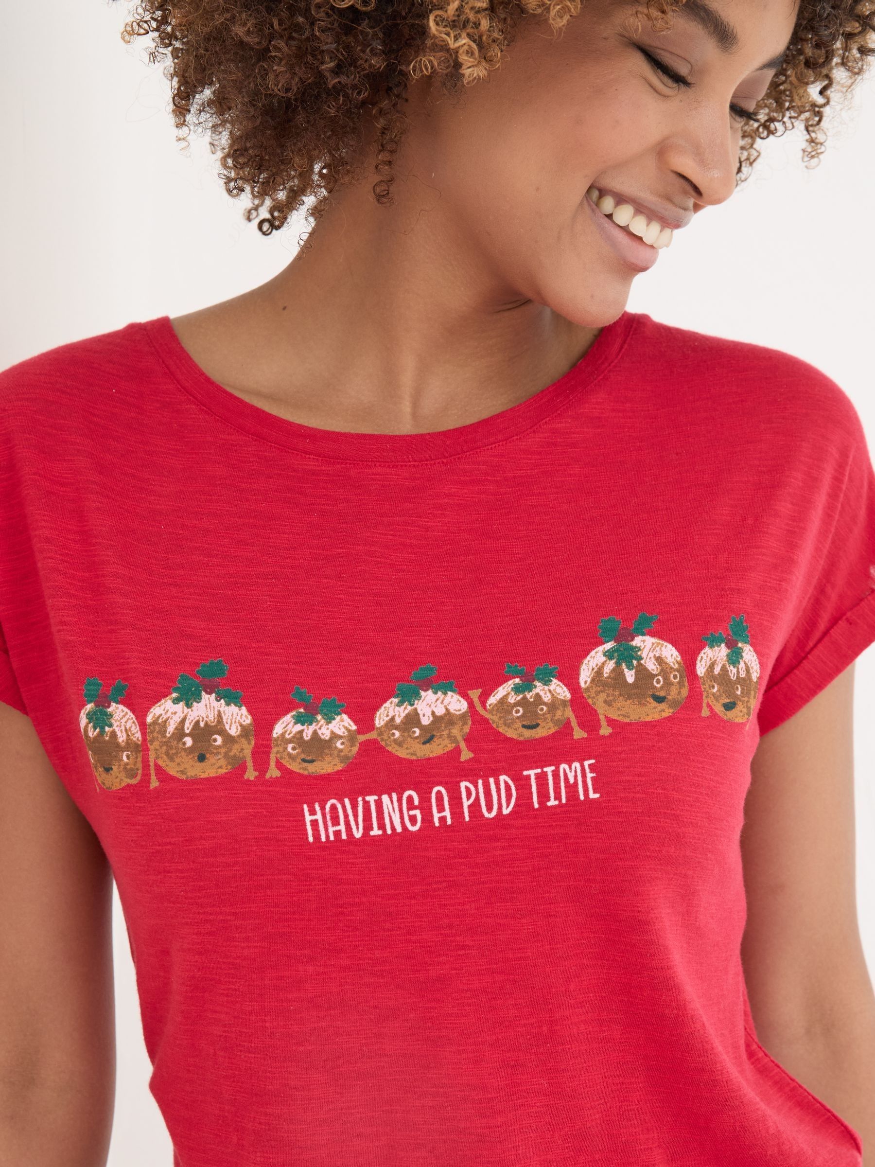 Christmas Pudding Red Pyjama Top - Image 3 of 5