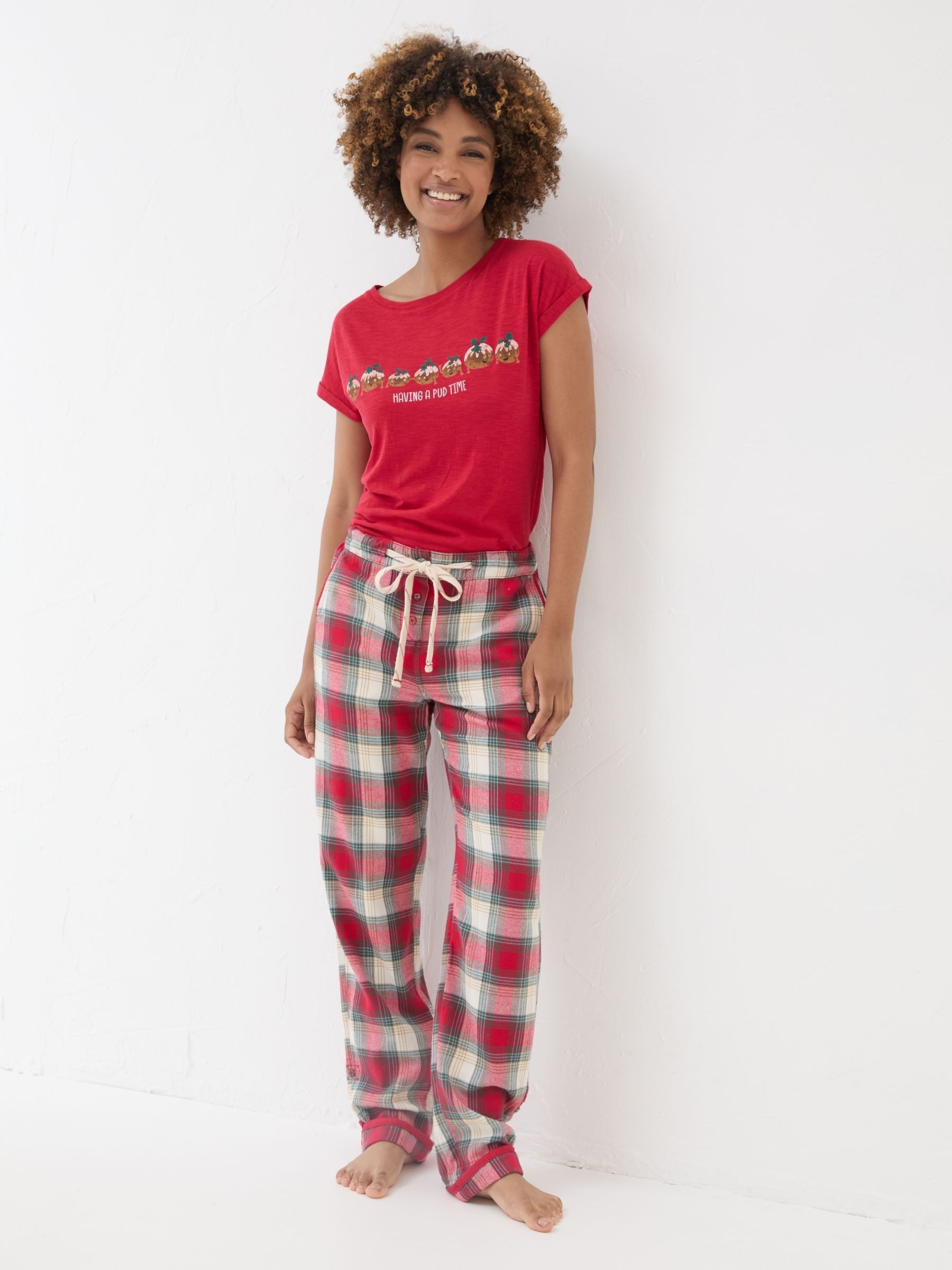 Eva Red Check Pyjama Bottoms - Image 3 of 8