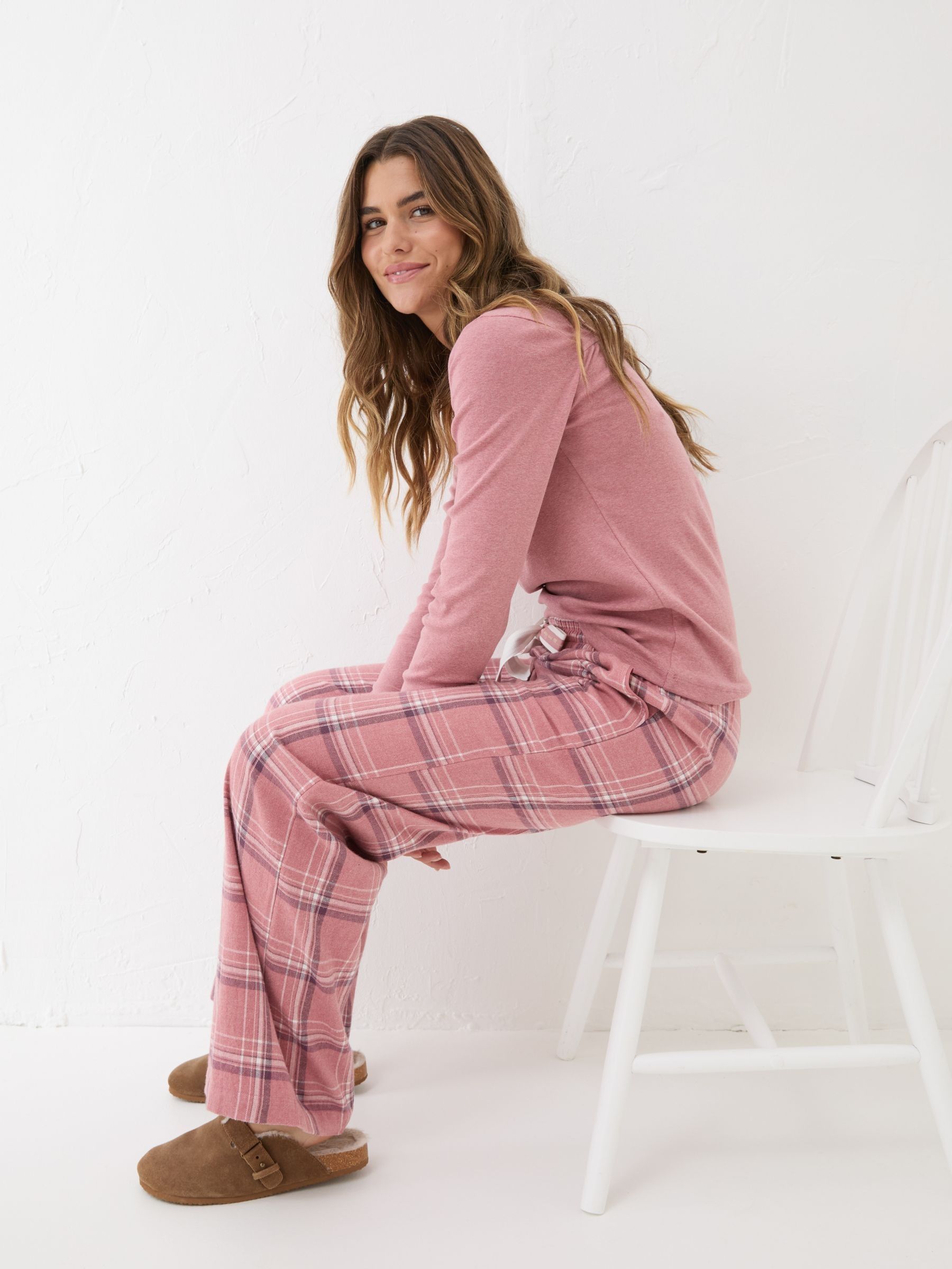 Lola Pink Check 100% Cotton Pyjama Bottoms - Image 3 of 8
