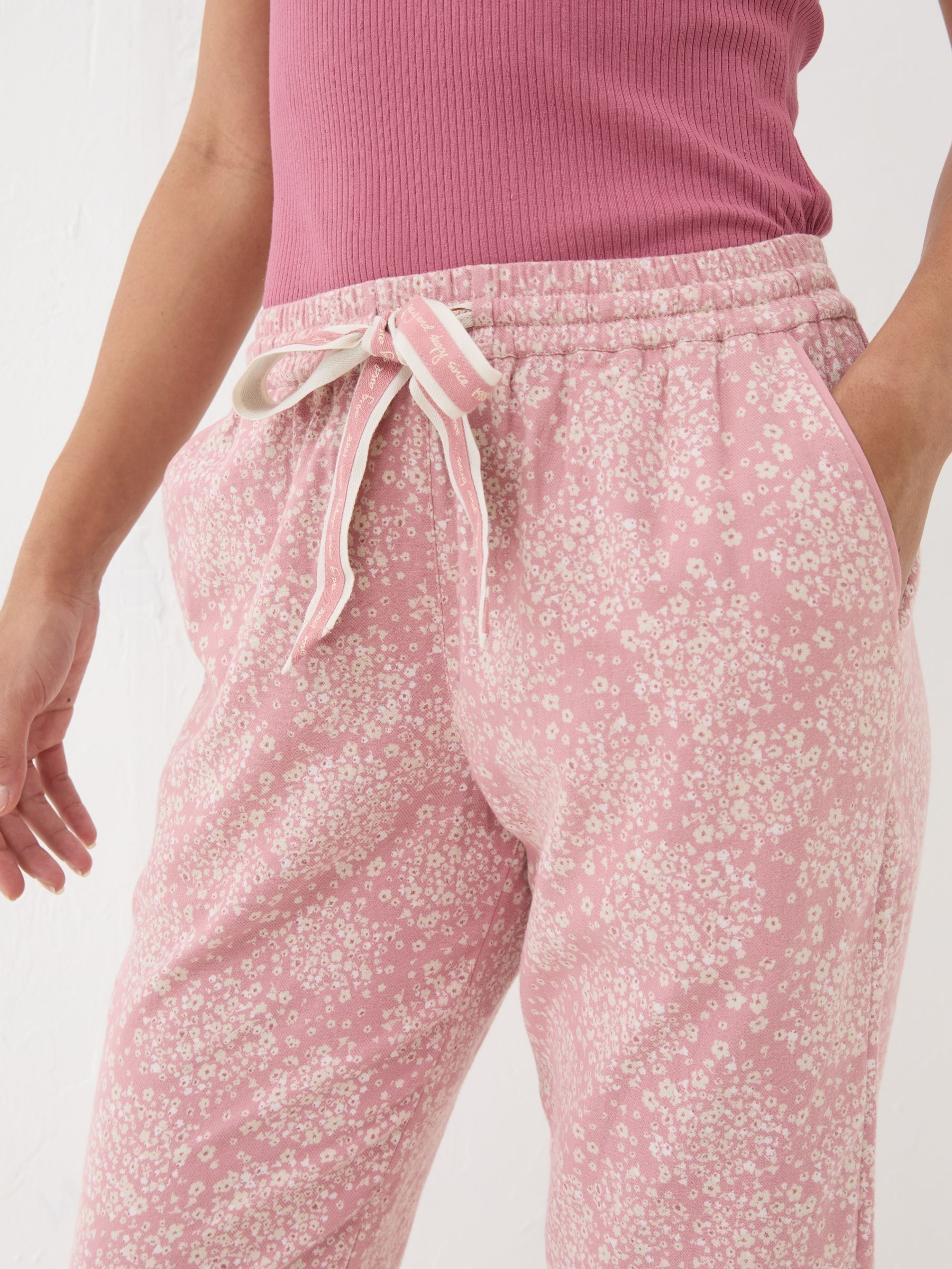 Cora Pink Floral 100% Cotton Pyjama Bottoms - Image 4 of 8