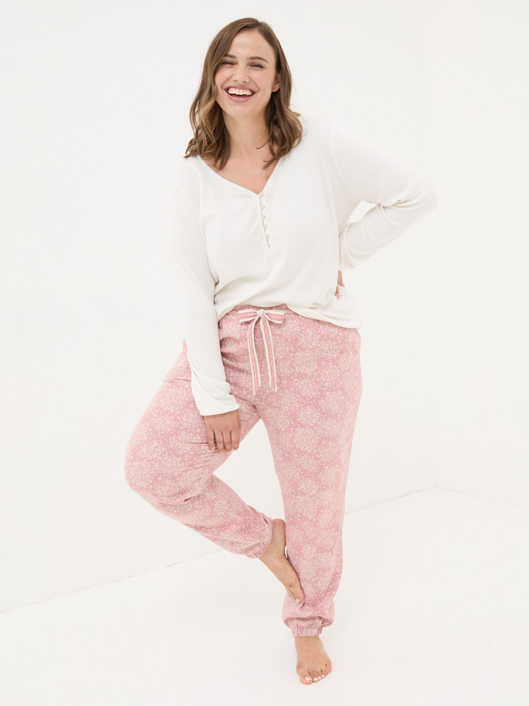 Cora Pink Floral 100% Cotton Pyjama Bottoms - Image 5 of 8