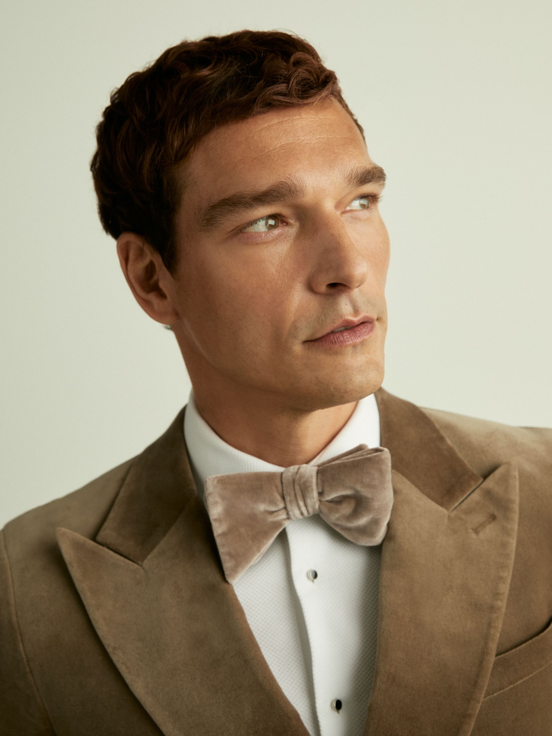Velvet Bow Tie in Taupe Brown - Image 2 of 4