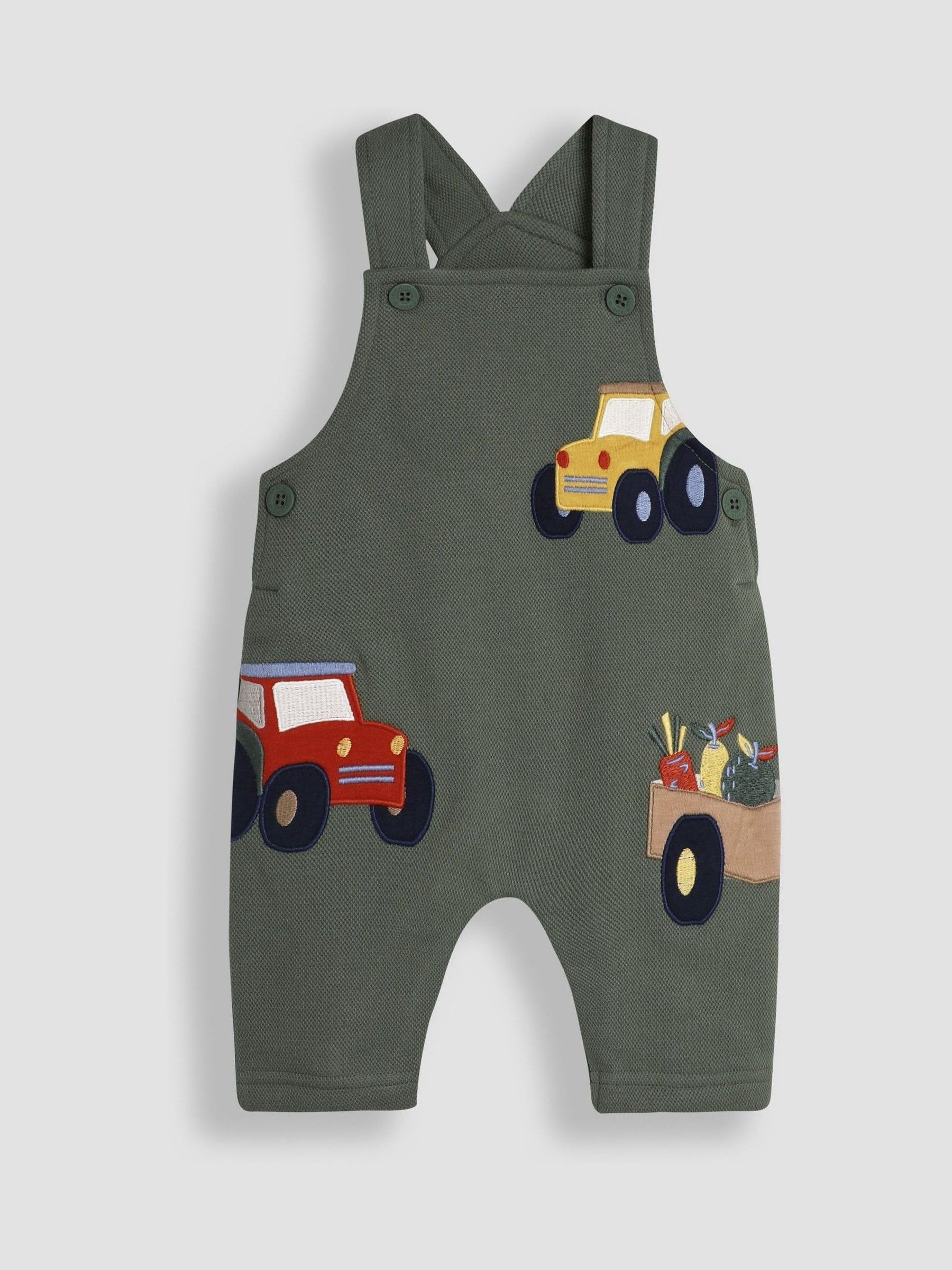Khaki Tractor Appliqué Texture Dungarees & Top Set - Image 2 of 6