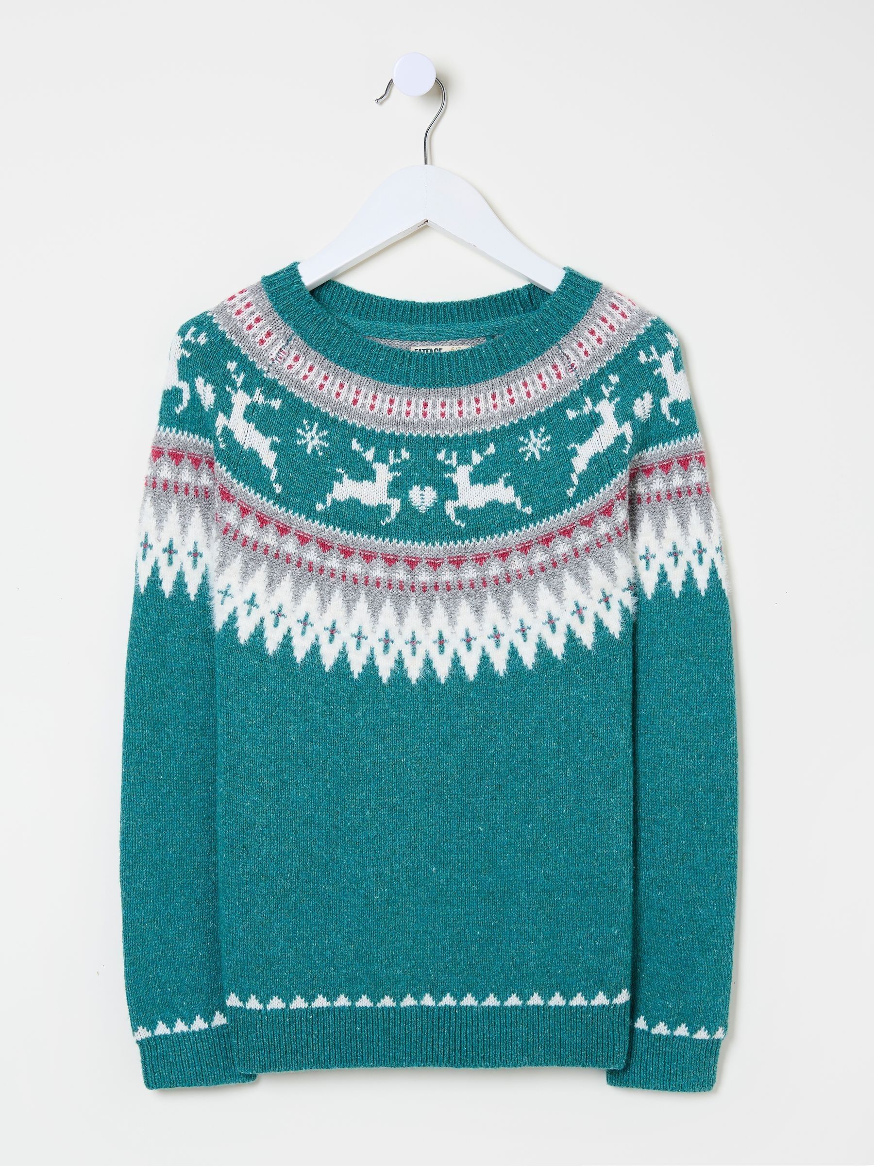 Teal Blue Reindeer Fairisle Pattern Jumper - Image 5 of 5