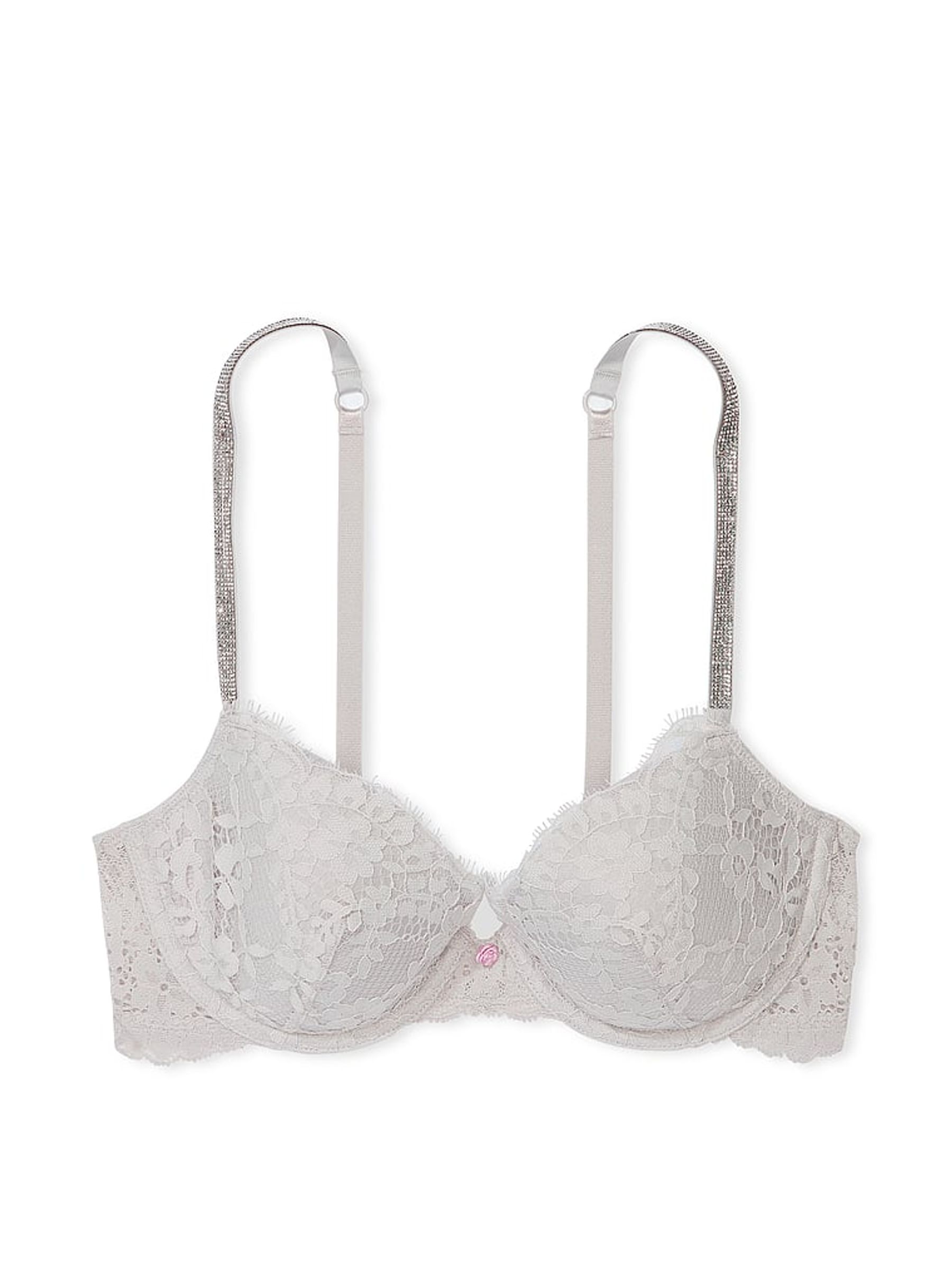 Silver Pearl Grey Lightly Lined Demi Twinkle Strap Bra - Image 3 of 3