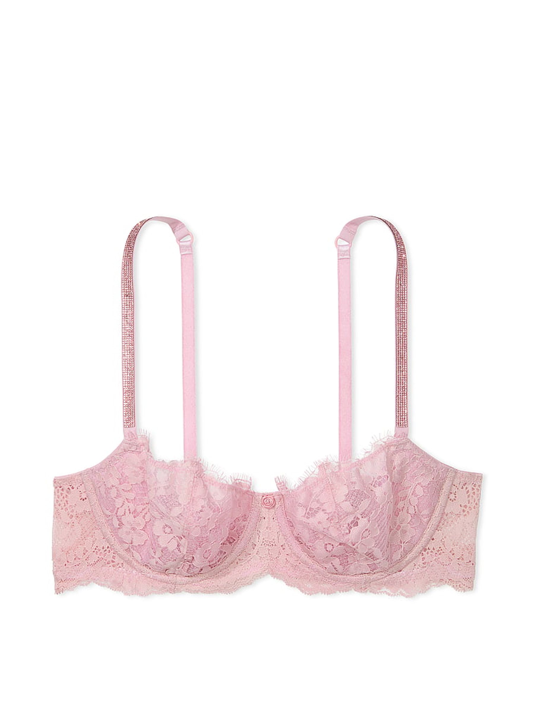 Chalk Rose Pink Unlined Balcony Twinkle Strap Bra - Image 3 of 3
