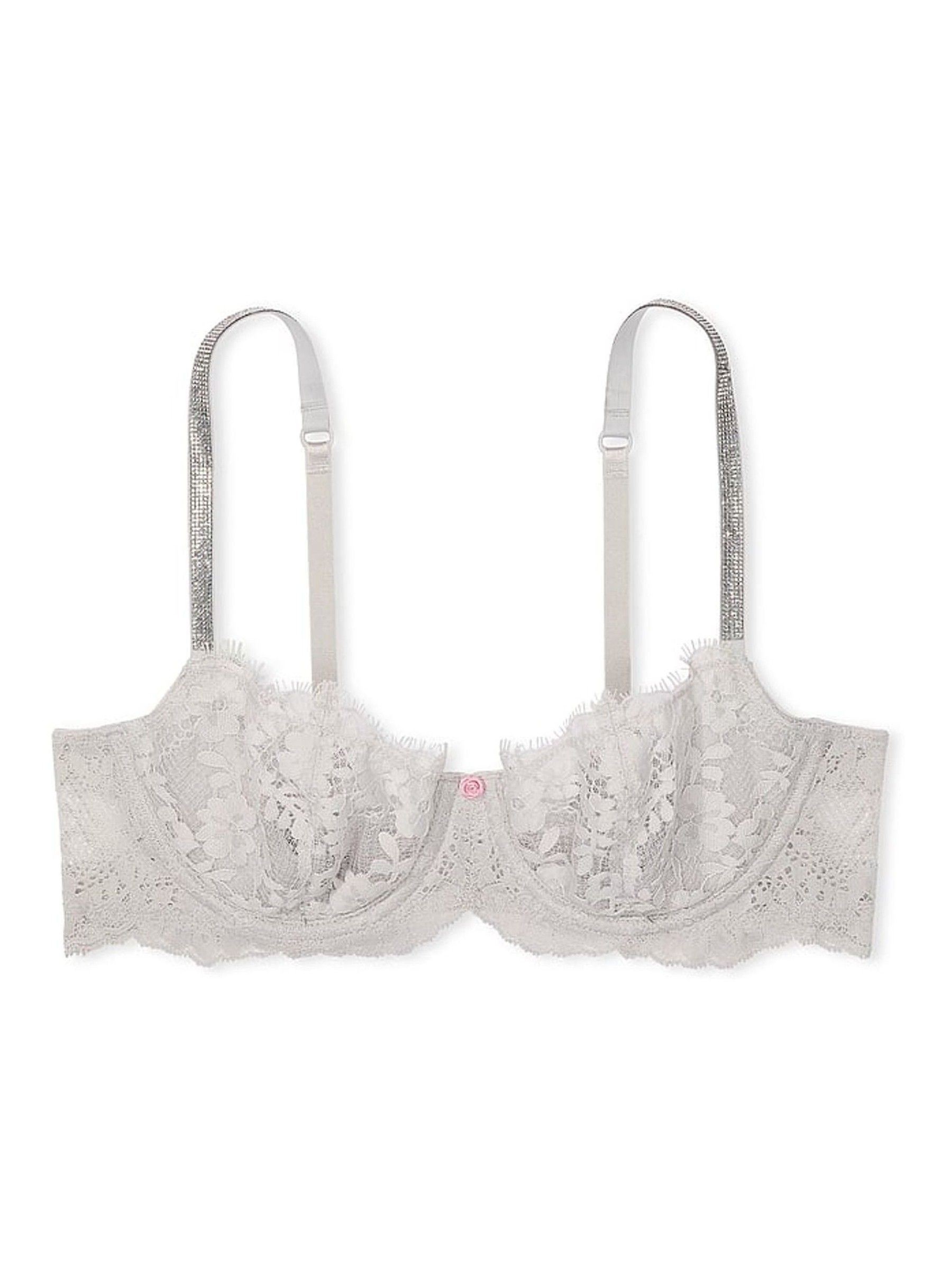 Silver Pearl Grey Unlined Balcony Twinkle Strap Bra - Image 3 of 3