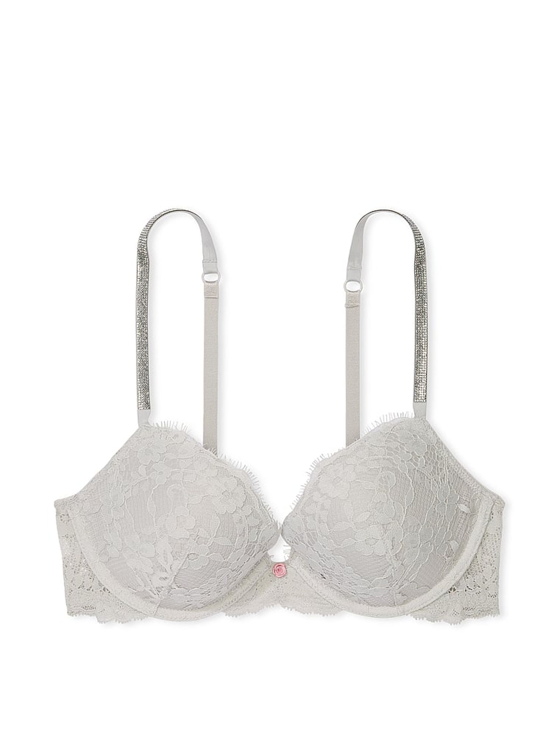 Silver Pearl Grey Push Up Twinkle Strap Bra - Image 3 of 3