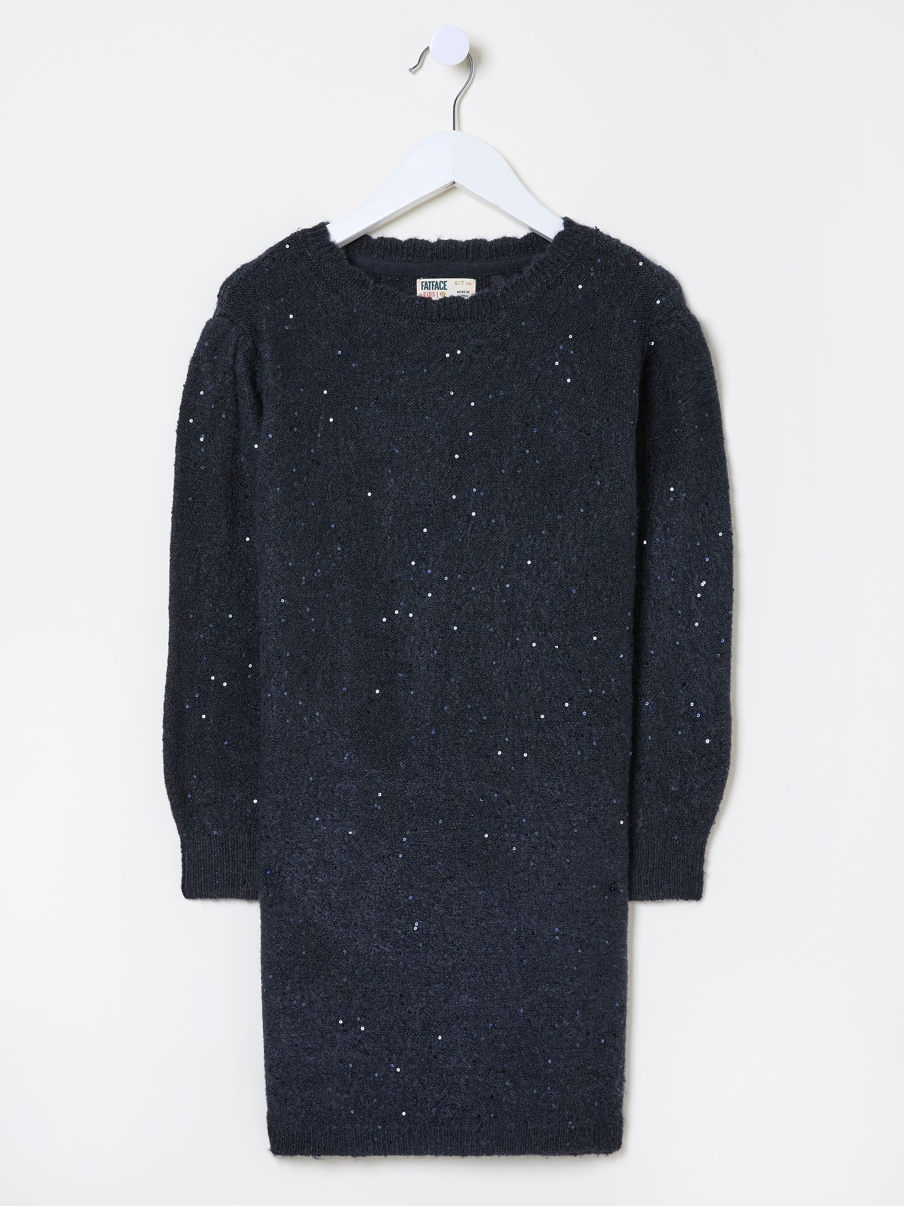 Navy Sequin Knitted Dress - Image 1 of 4