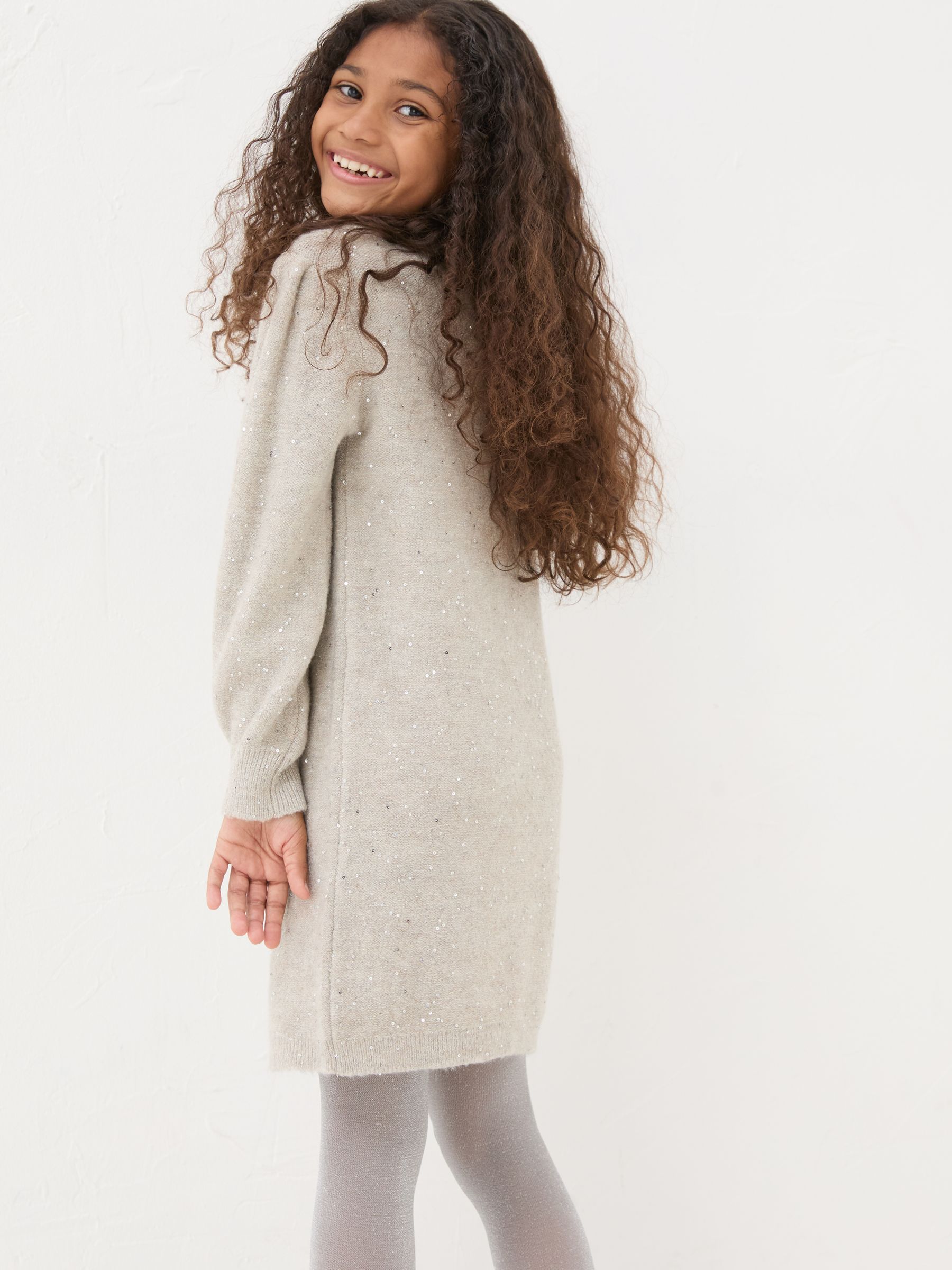 Oatmeal Sequin Knitted Dress - Image 2 of 4