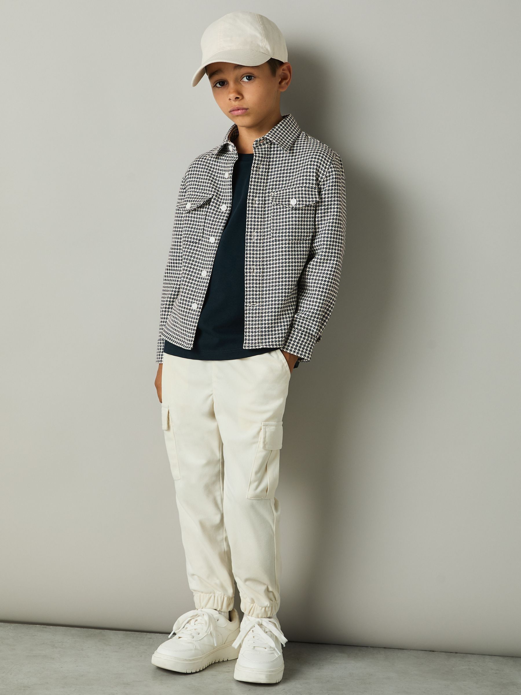 Dogtooth-Twill Overshirt in Blue - Image 1 of 4