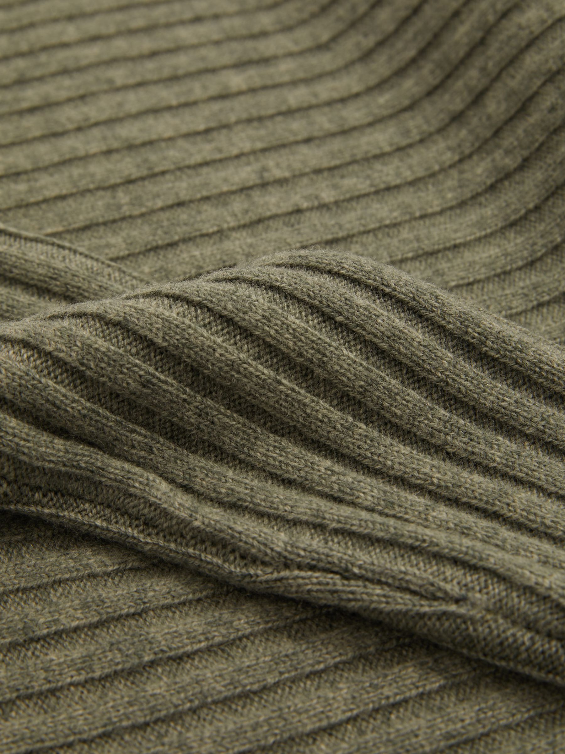 Wool-Cashmere Off-The-Shoulder Draped Jumper in Sage - Image 5 of 5