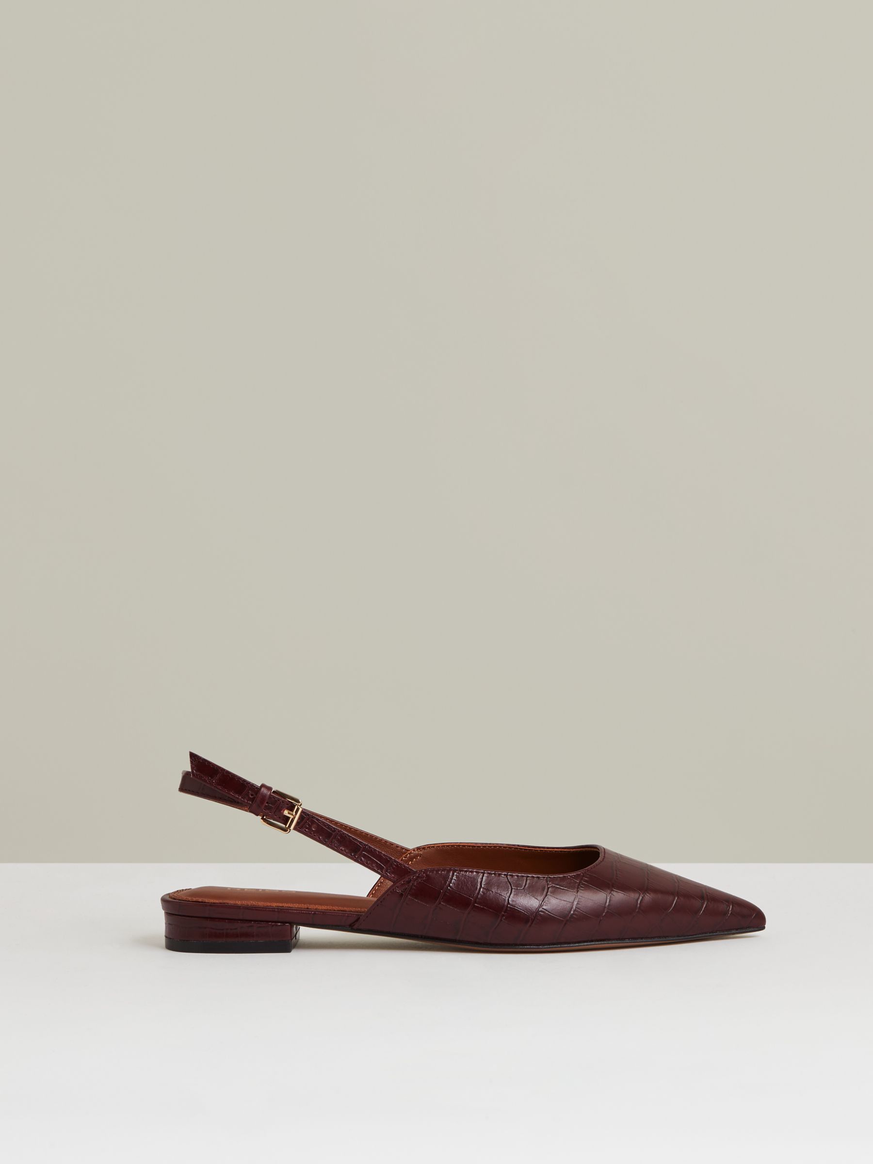 Aubrey Oxblood Leather Slingback Ballerina Pumps - Image 1 of 5