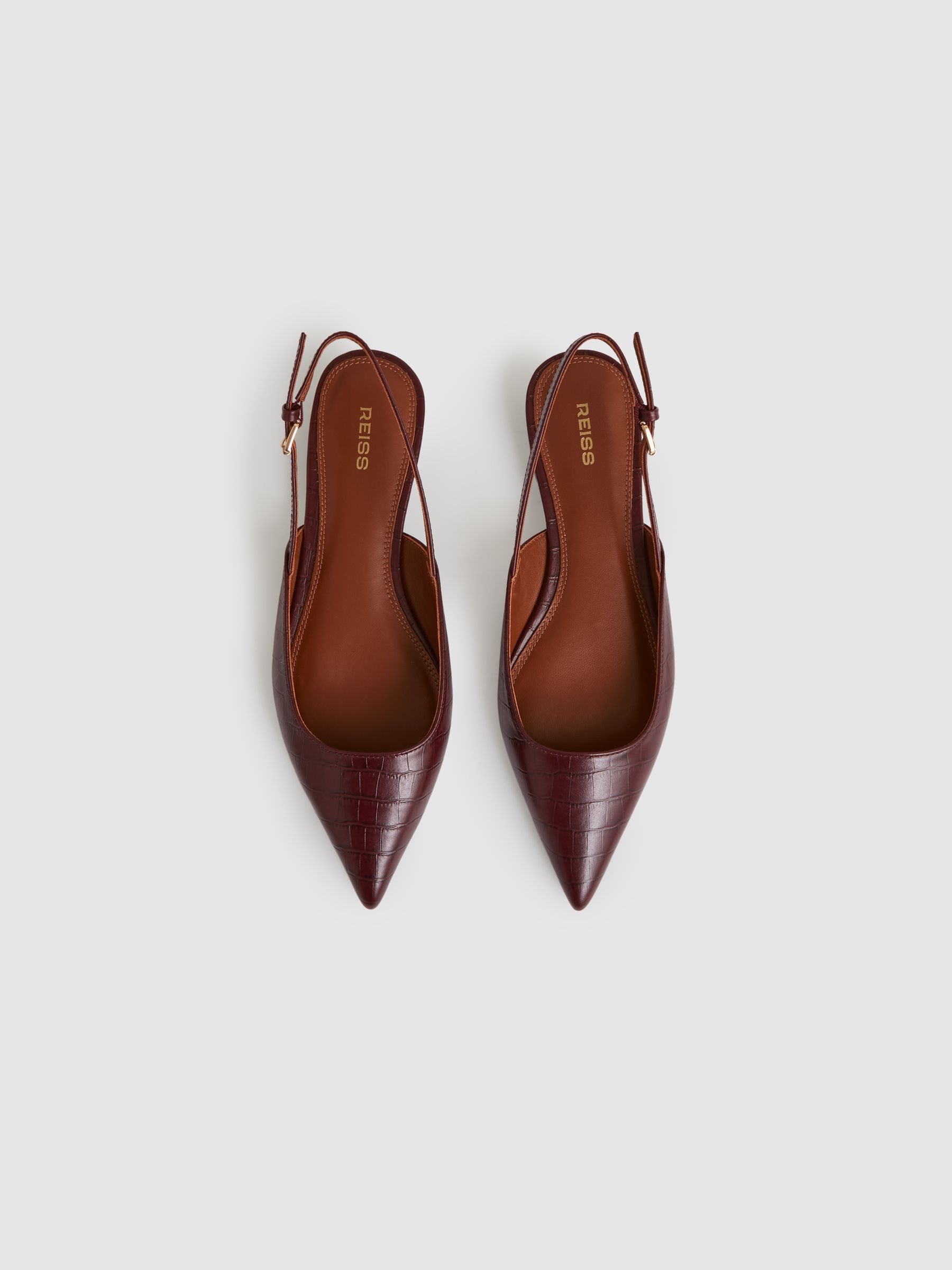 Aubrey Oxblood Leather Slingback Ballerina Pumps - Image 3 of 5