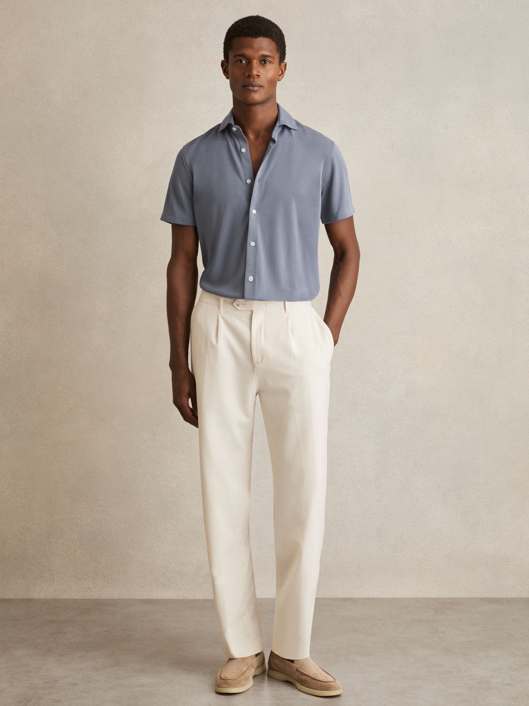 Modal-Blend Shirt in Airforce Blue - Image 3 of 6