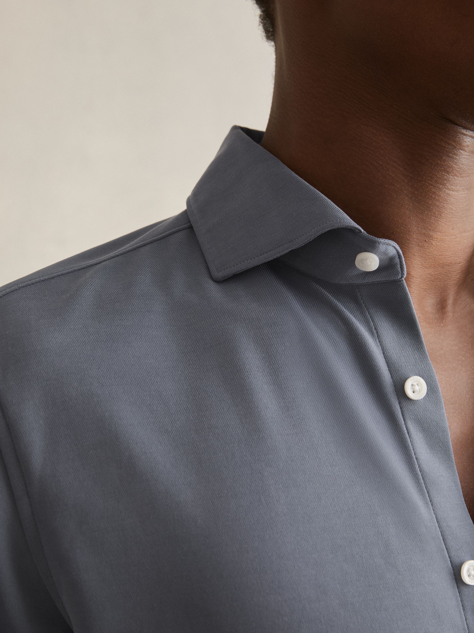 Modal-Blend Shirt in Airforce Blue - Image 4 of 6