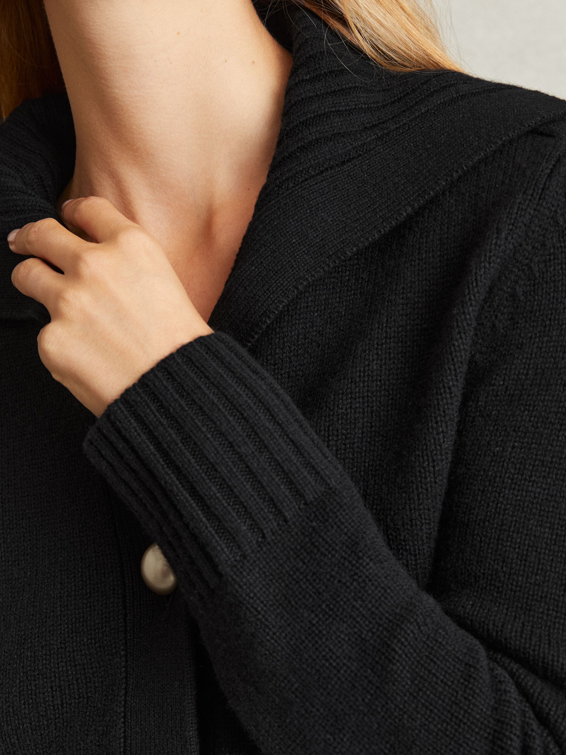 Cat Black Wool-Cashmere Spread Collar Cardigan - Image 3 of 5