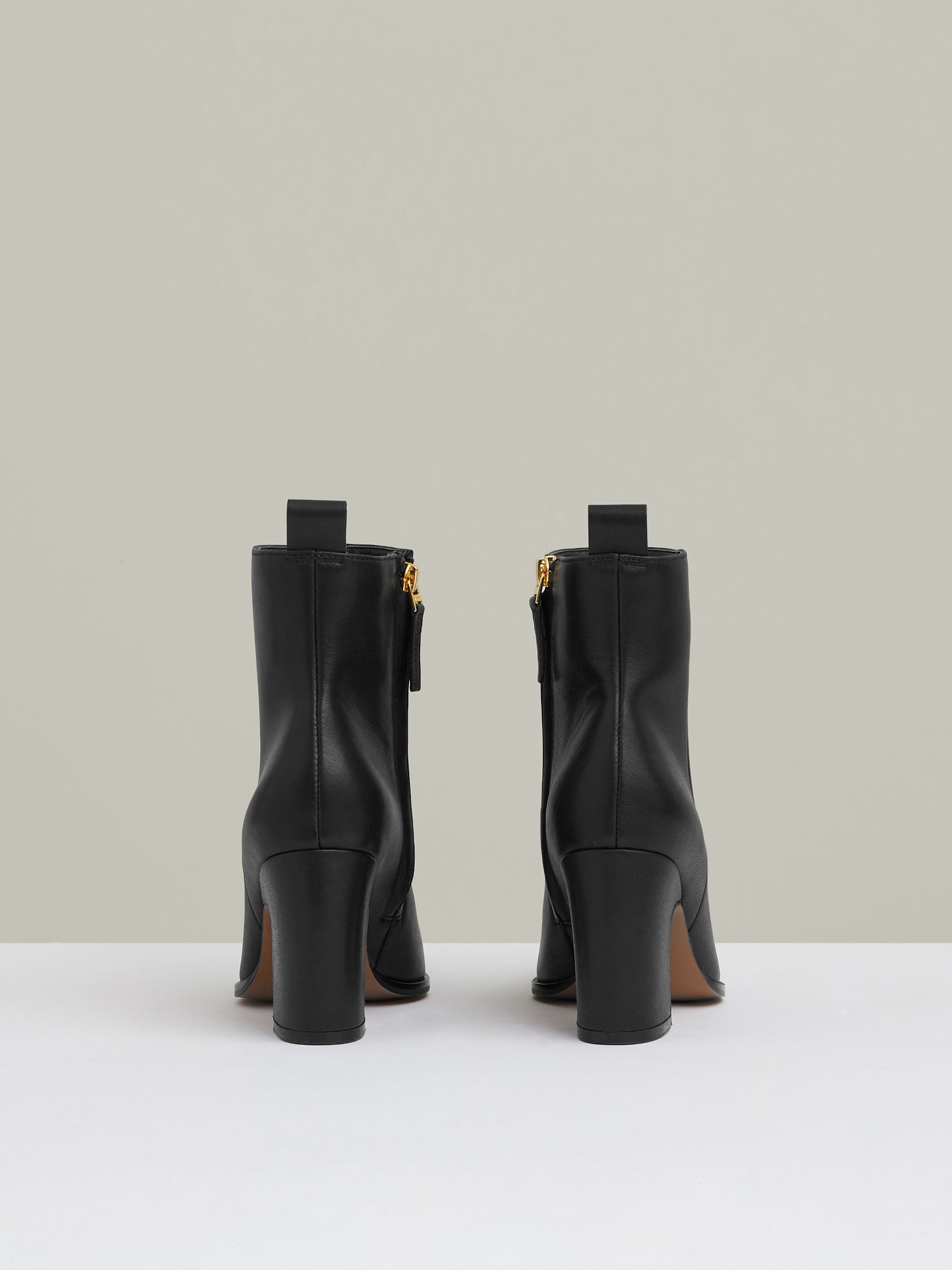 Leather Blocked Heel Ankle Boots in Black - Image 5 of 5